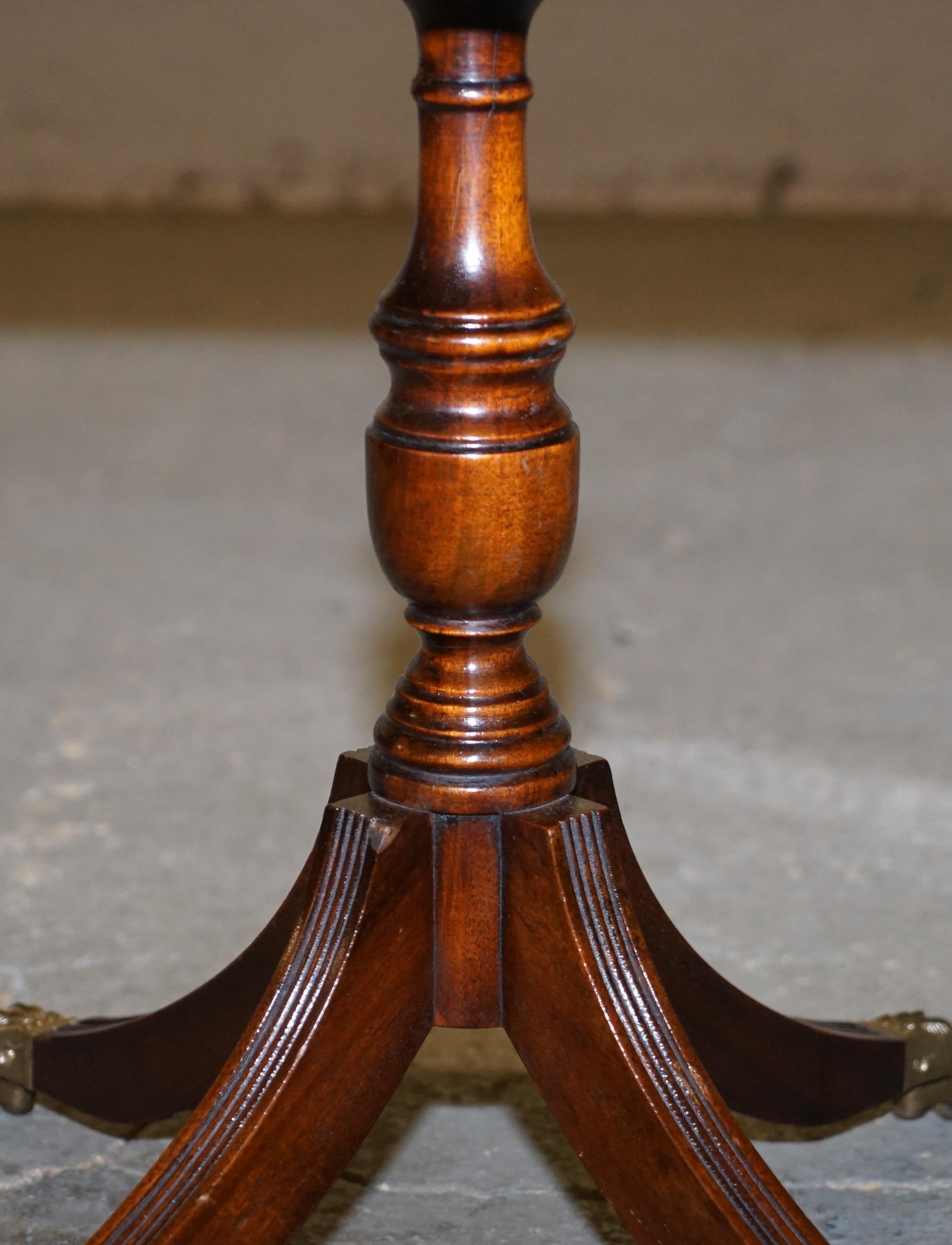 20th Century Brand New Flamed Hardwood Extending Side End Lamp Table Brass Lion Paw Castors