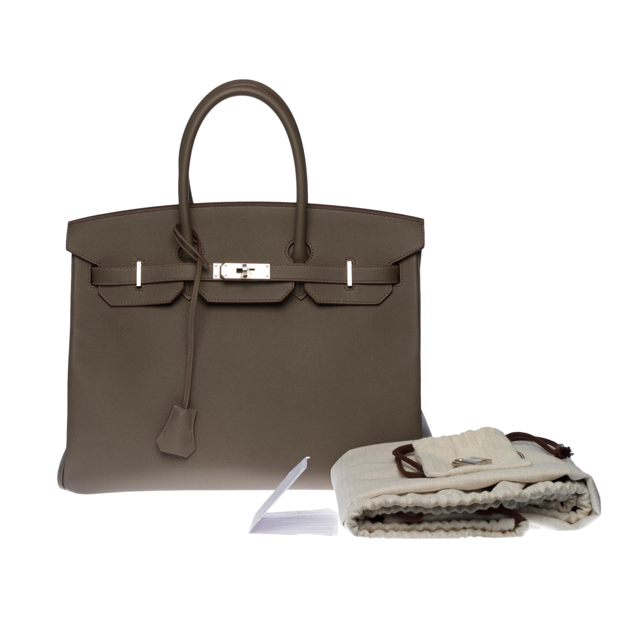 Brand New -Full set-Hermès Birkin 35 handbag in Etain Epsom leather, SHW 5