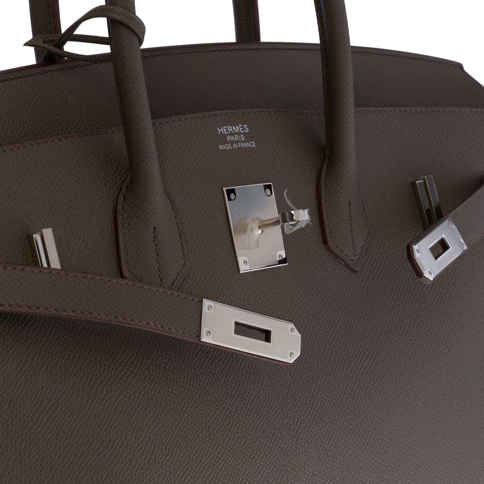 Black Brand New -Full set-Hermès Birkin 35 handbag in Etain Epsom leather, SHW