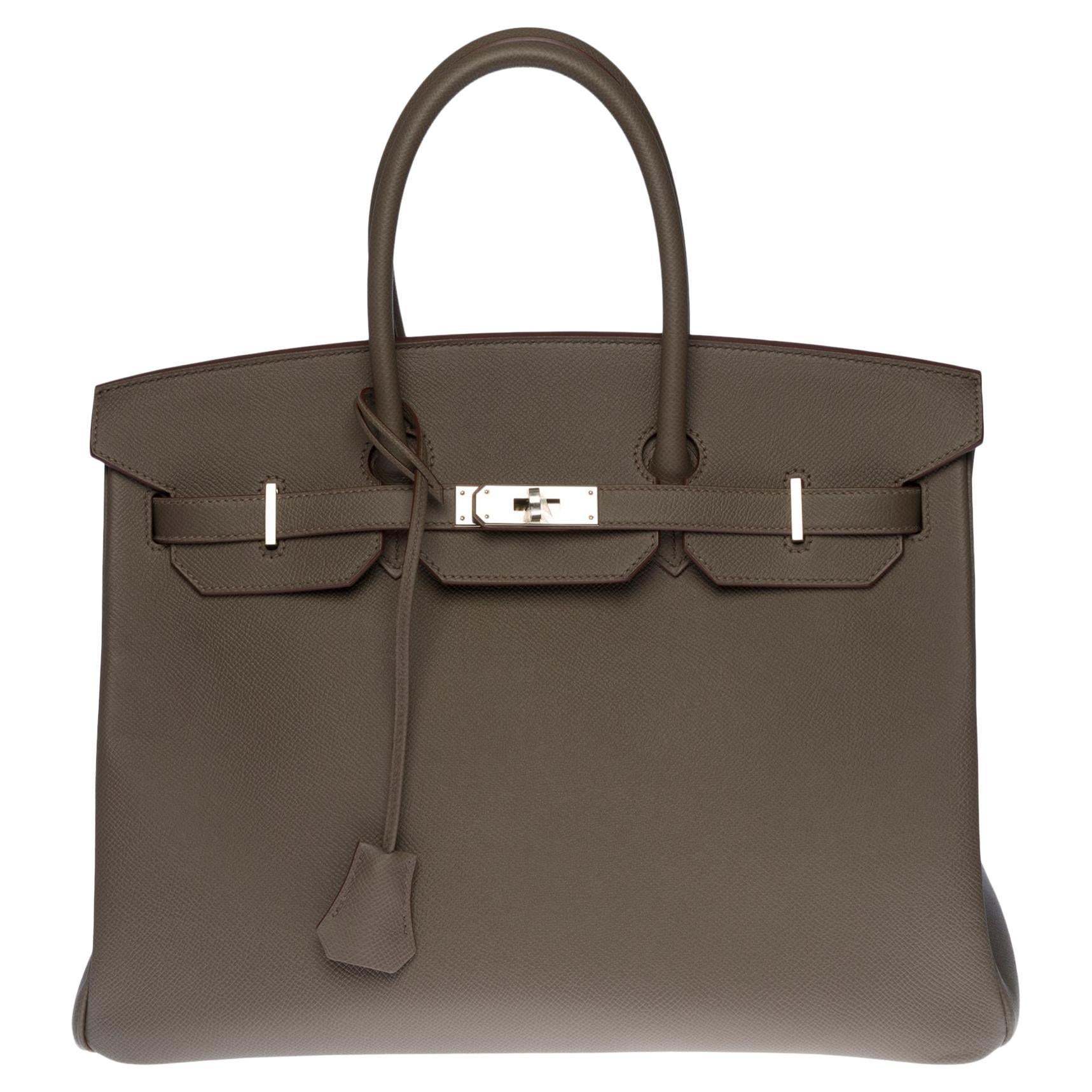 Brand New -Full set-Hermès Birkin 35 handbag in Etain Epsom leather, SHW