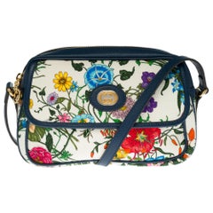 BRAND NEW / Gucci Flora Crossbody bag  in blue canvas and leather
