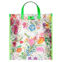 Brand New Gucci Flora Tote bag in vinyl and Green leather !
