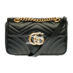 gg marmont quilted leather shoulder bag Brand New/ Gucci GG Marmont mini black quilted leather shoulder bag