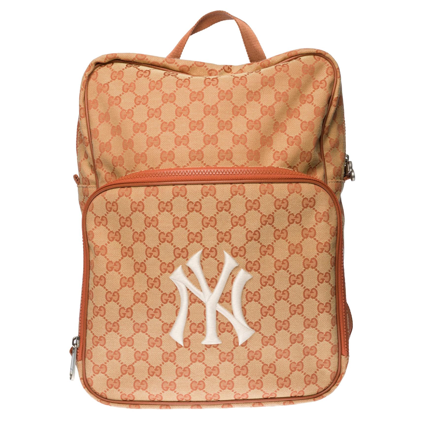 Brand New- Gucci GG NY Yankees Backpack in brown canvas