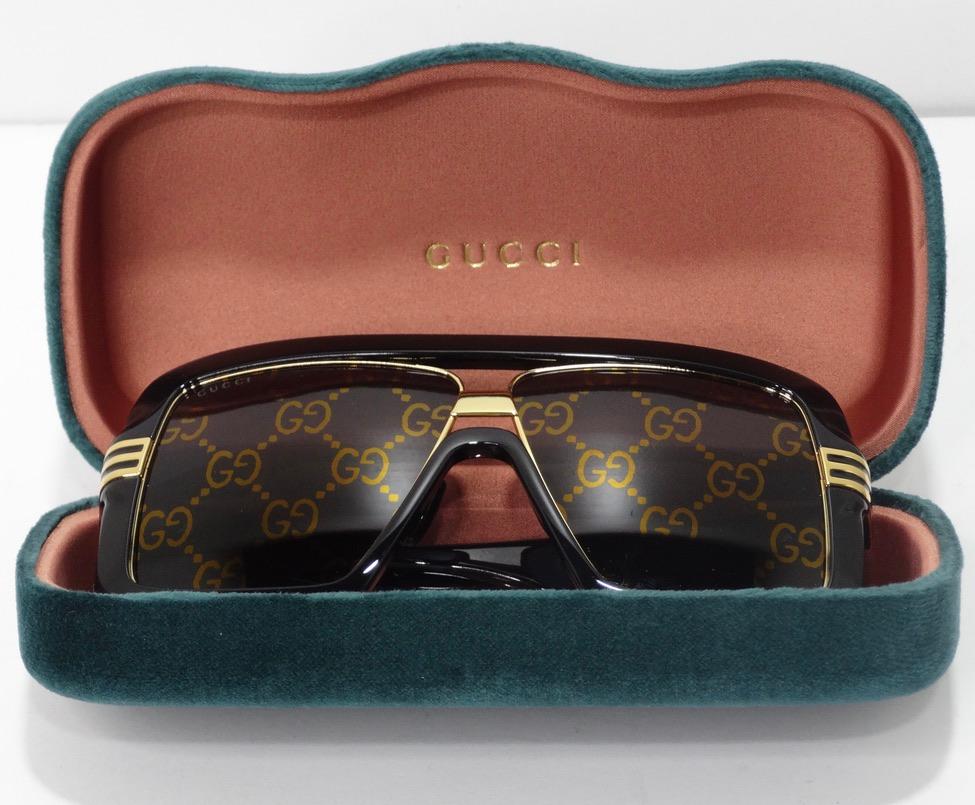Gris Lunettes de soleil Gucci Monogram Lense Brand New en vente
