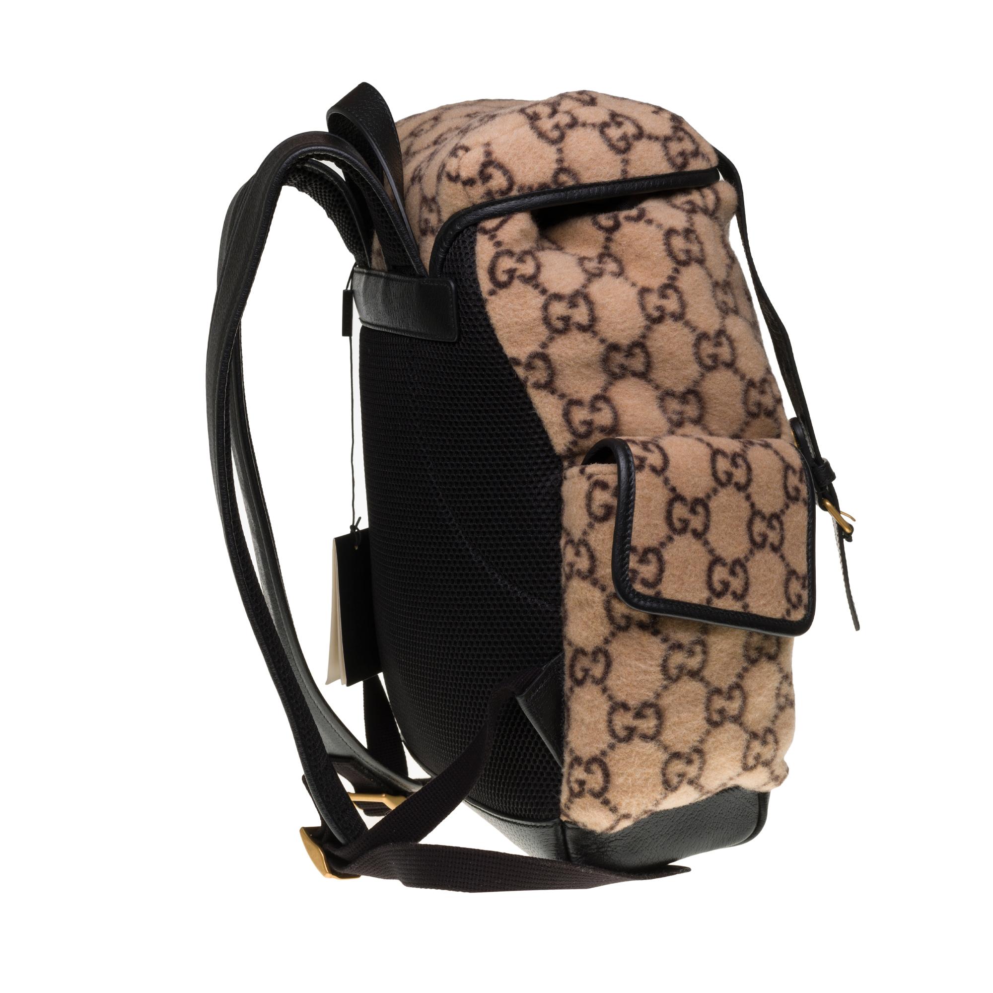 Brown Brand New- Gucci Natural GG Wool Backpack