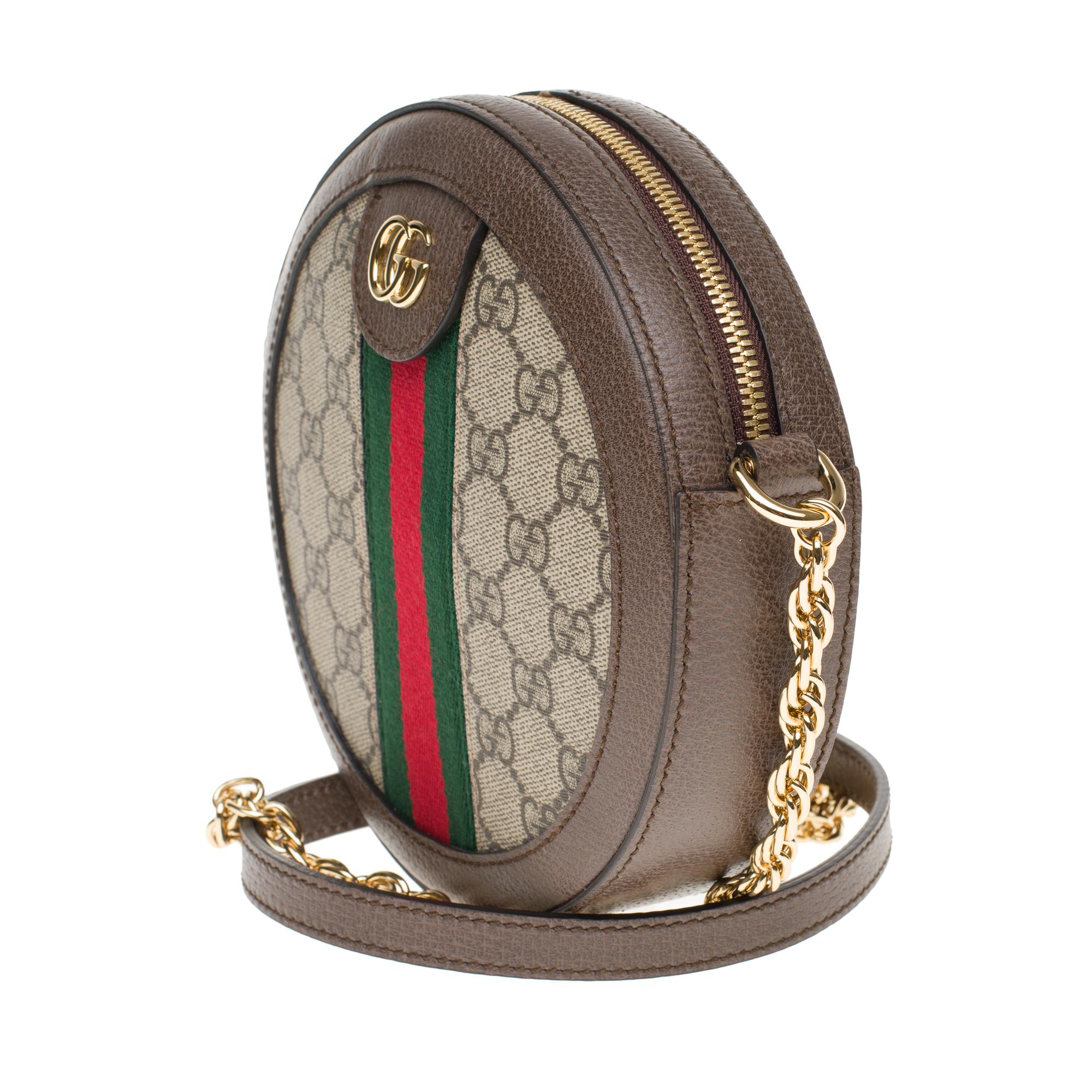 Brand New Gucci Ophidia shoulder bag in GG canvas and brown leather In New Condition In Paris, IDF