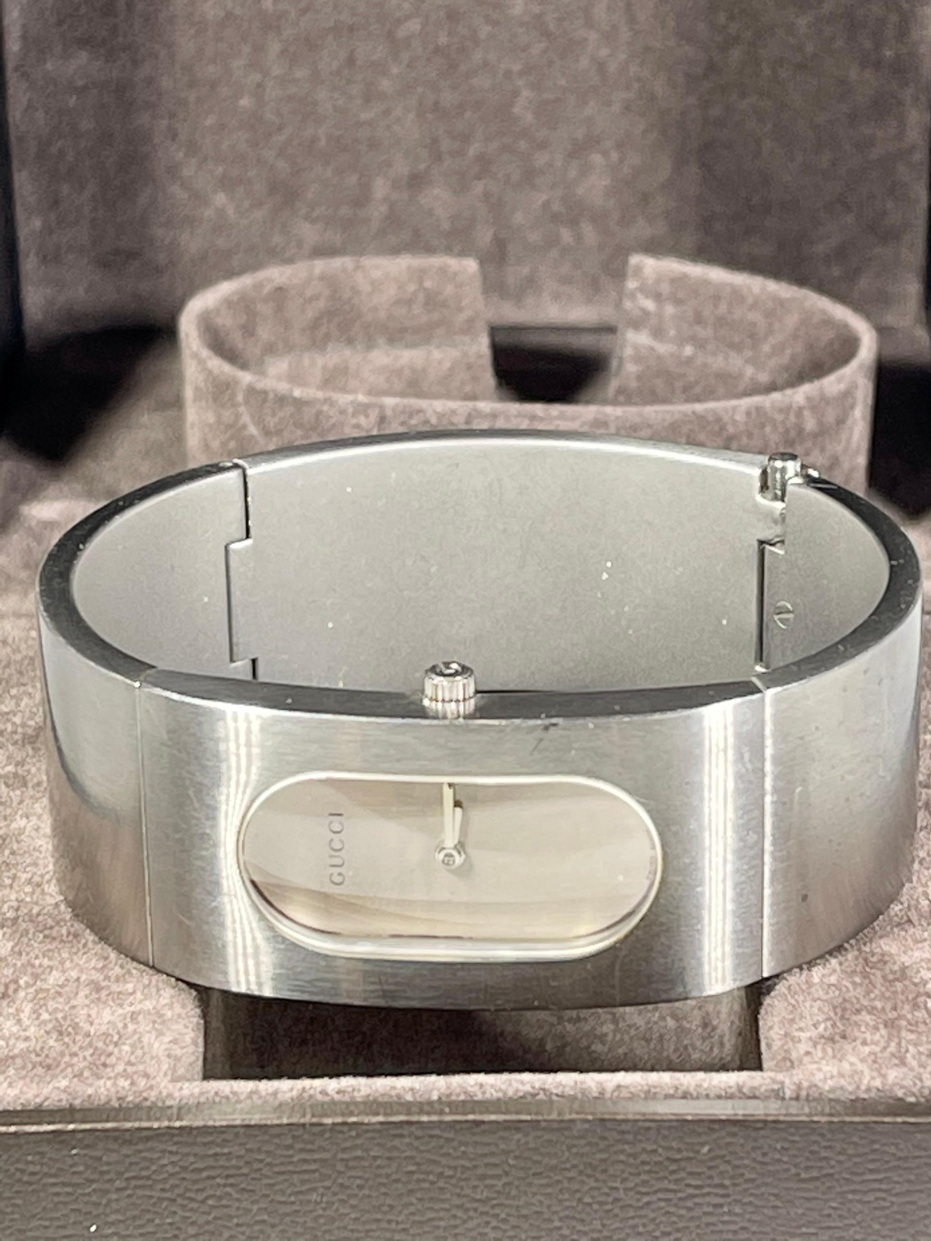 Brand New Gucci Silver Stainless Steel 2400L Dial Bangle Watch, Bracelet 3