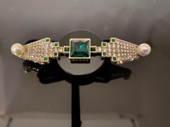 Brand New Heidi Daus Avant Garde Crystal Accented Pearl Pin Brooch