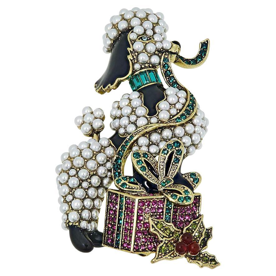 Brand New Heidi Daus French Gift Crystal-Accented Poodle Pin Brooch For Sale