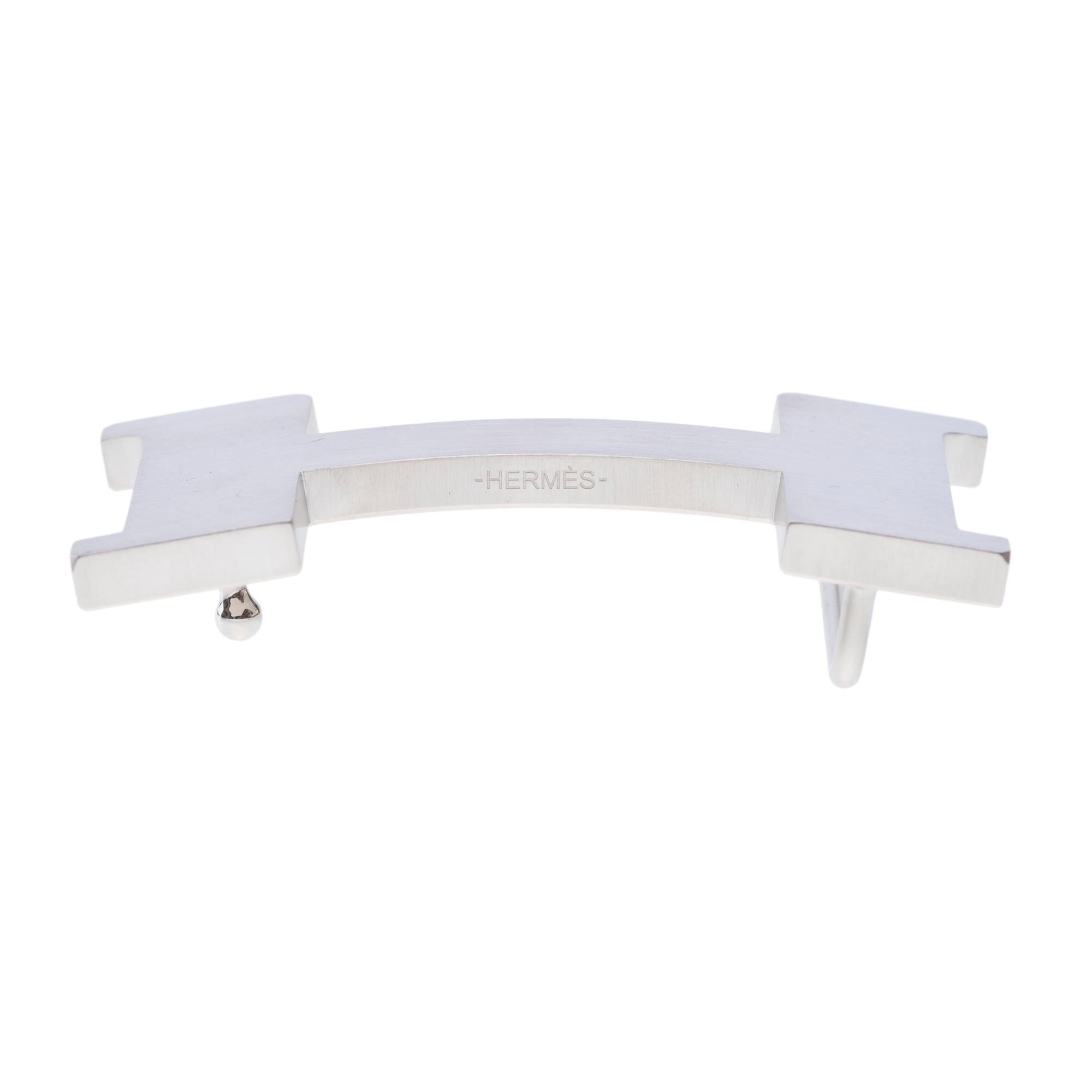 Brand new Hermes 2 GM 42 mm brushed silver metal buckle 6