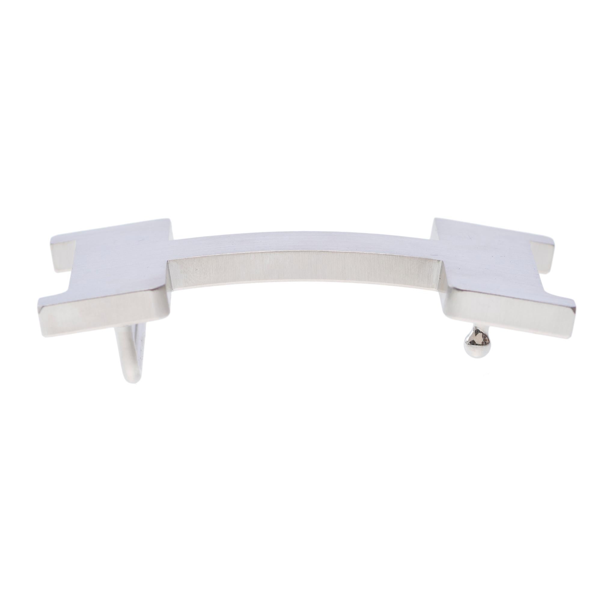 Brand new Hermes 2 GM 42 mm brushed silver metal buckle 5