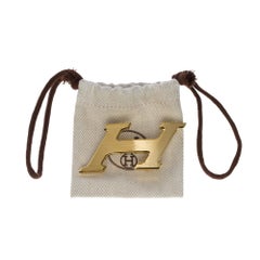 Brand new Hermes 5382 H Speed 32mm brushed and polished golden metal belt buckle