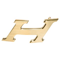 Brand new Hermes 5382 H Speed 32mm brushed and polished golden metal belt buckle