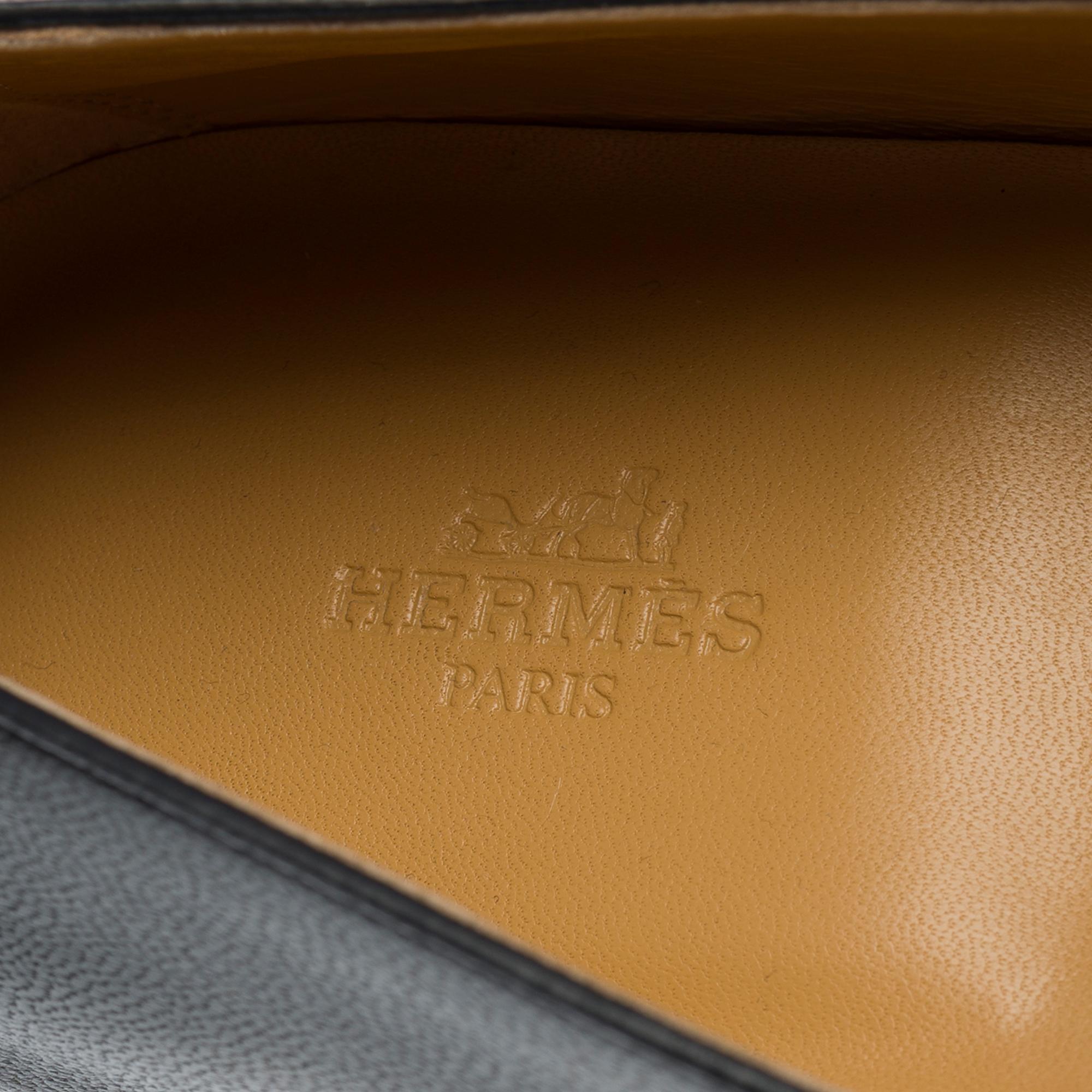 Brand New Hermès Ancora soft loafer in black goat, size 44 For Sale 7