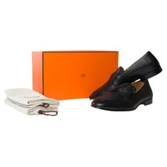 Brand New Hermès Ancora soft loafer in schwarzer Ziege, Größe 44