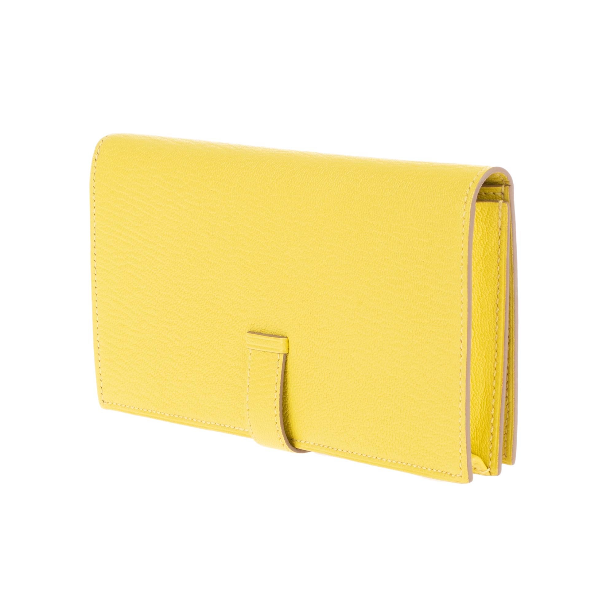 Brand new Hermès Béarn Wallet in yellow Mysore goat ! In New Condition In Paris, IDF