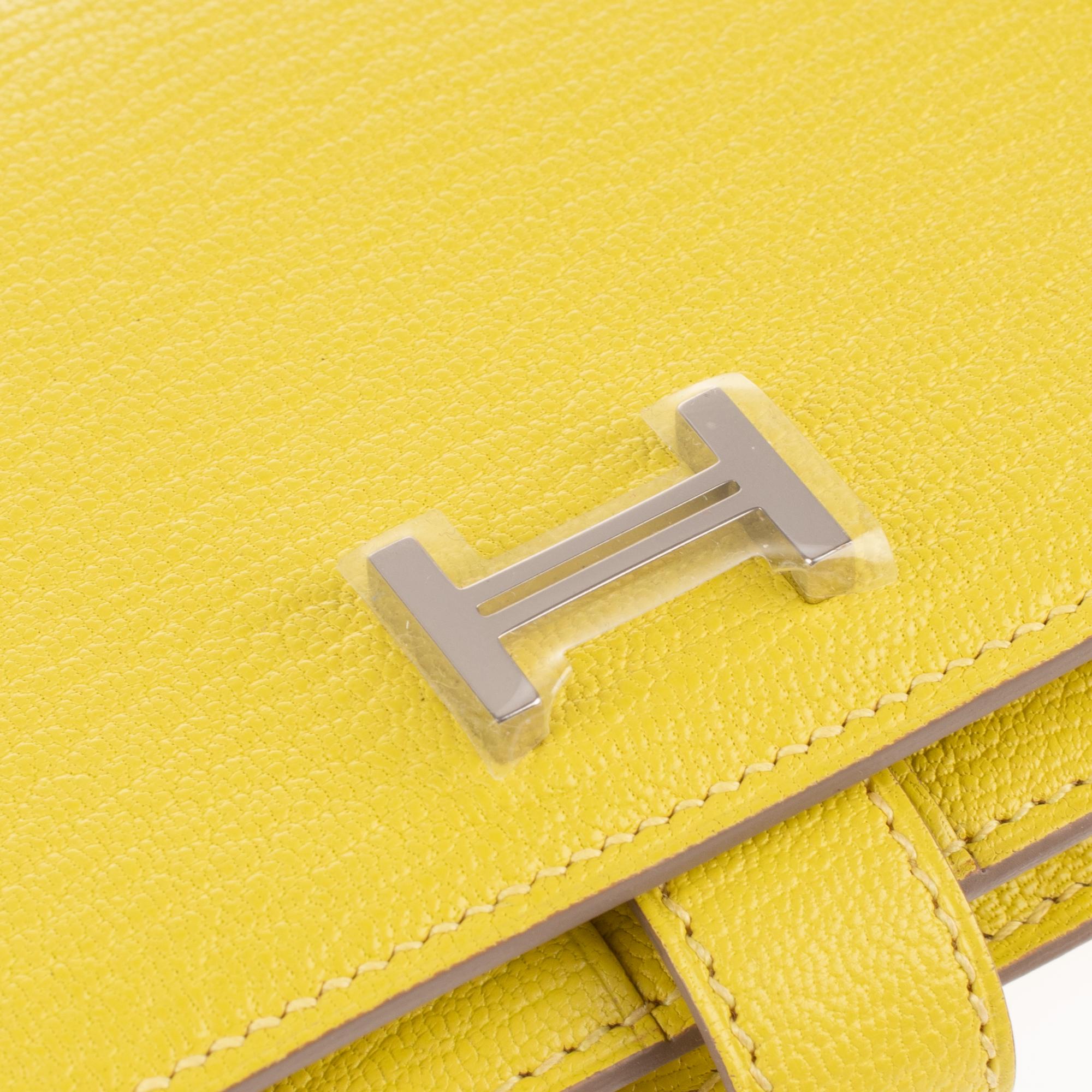 Women's Brand new Hermès Béarn Wallet in yellow Mysore goat !