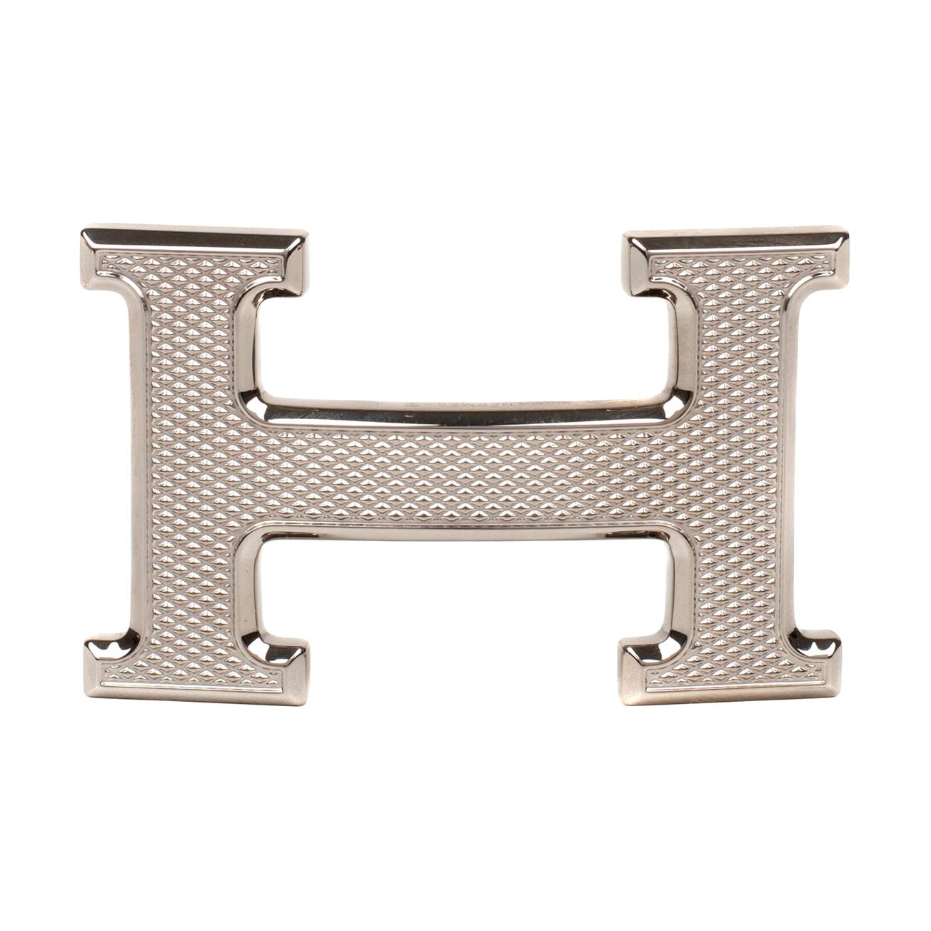 Brand New Hermes Belt Buckle Model Guillochée Silver Tone
