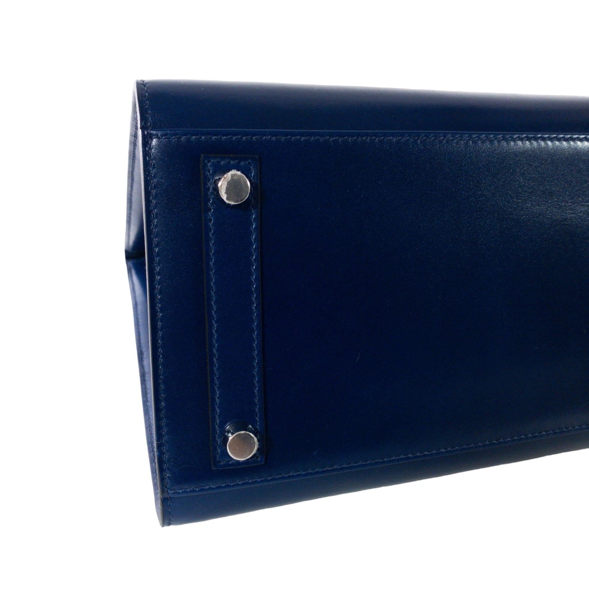 Brand New Hermes Birkin 30cm Sellier Blue Sapphire Box Palladium Hardware For Sale 11