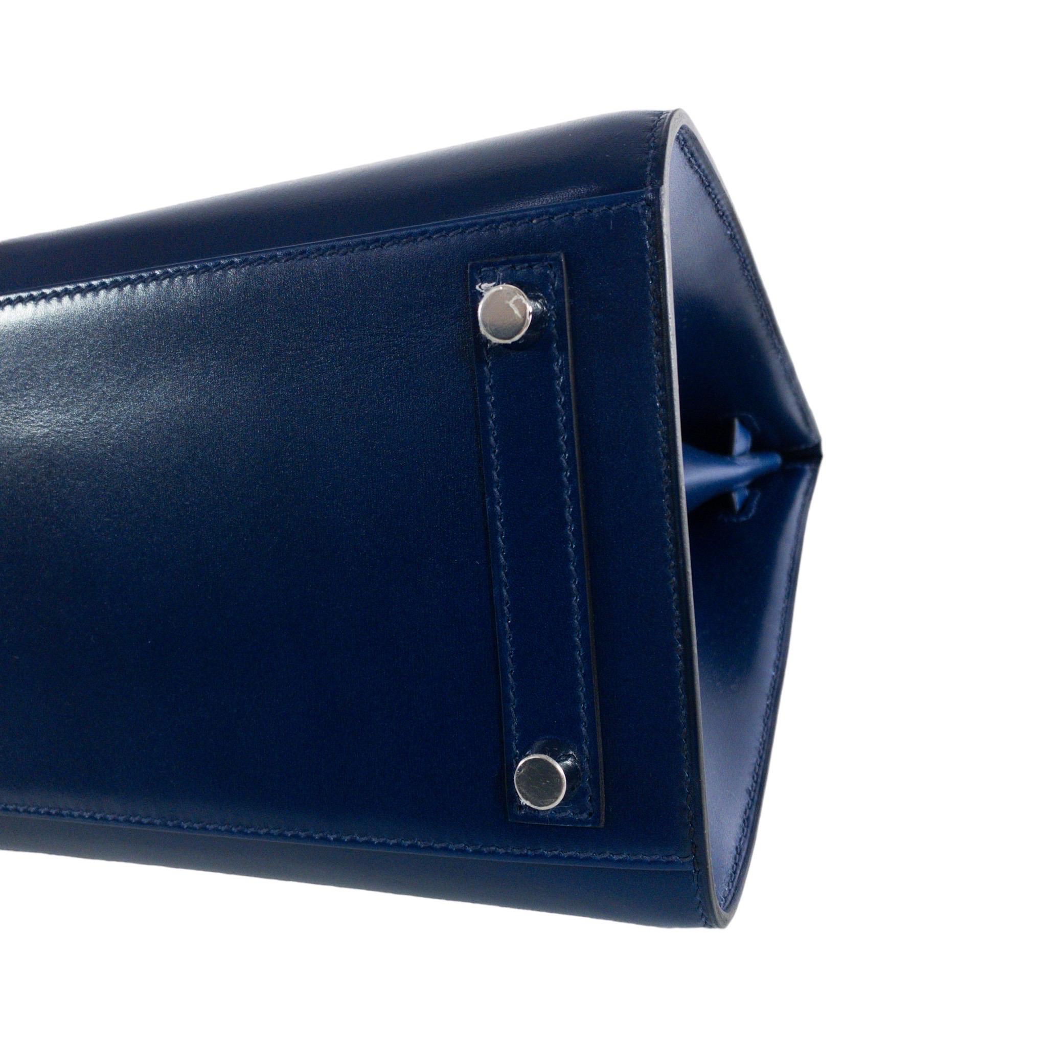 Brand New Hermes Birkin 30cm Sellier Blue Sapphire Box Palladium Hardware For Sale 12