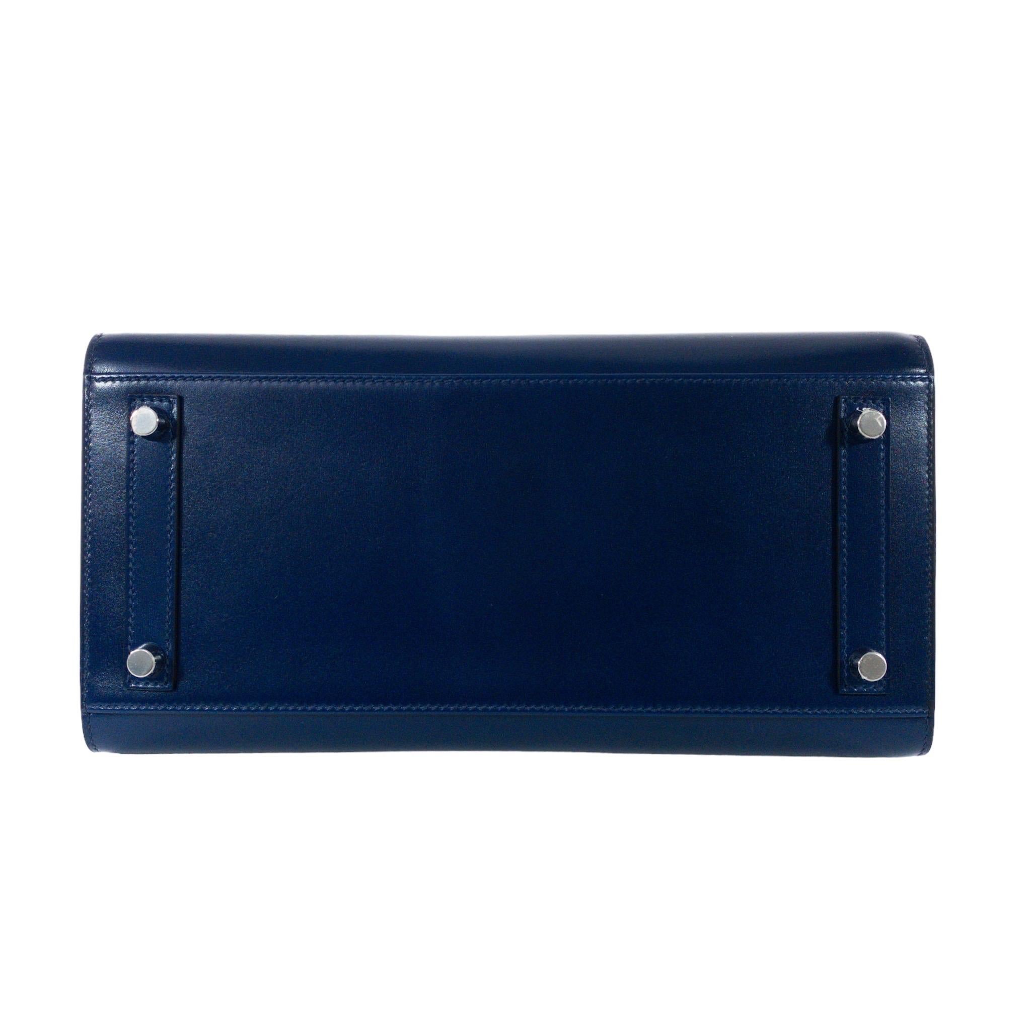 Brand New Hermes Birkin 30cm Sellier Blue Sapphire Box Palladium Hardware For Sale 5