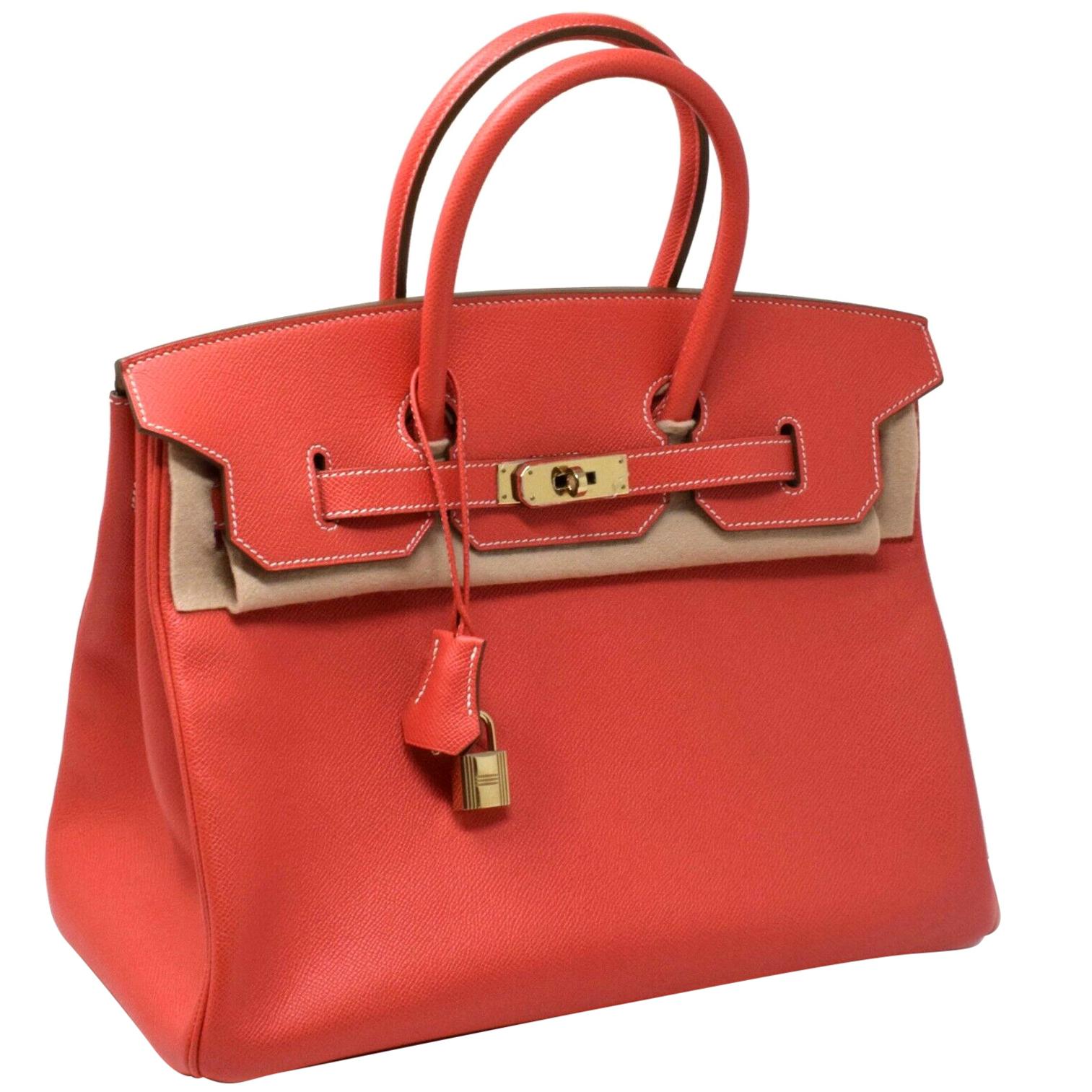 Brand New Hermès Birkin Bag Sanguine Clemence Leather Gold Hardware