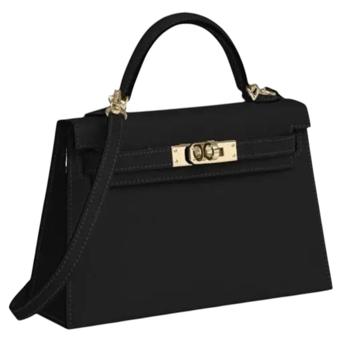Brand New Hermes Black Mini Kelly 20 HSS verso Gold