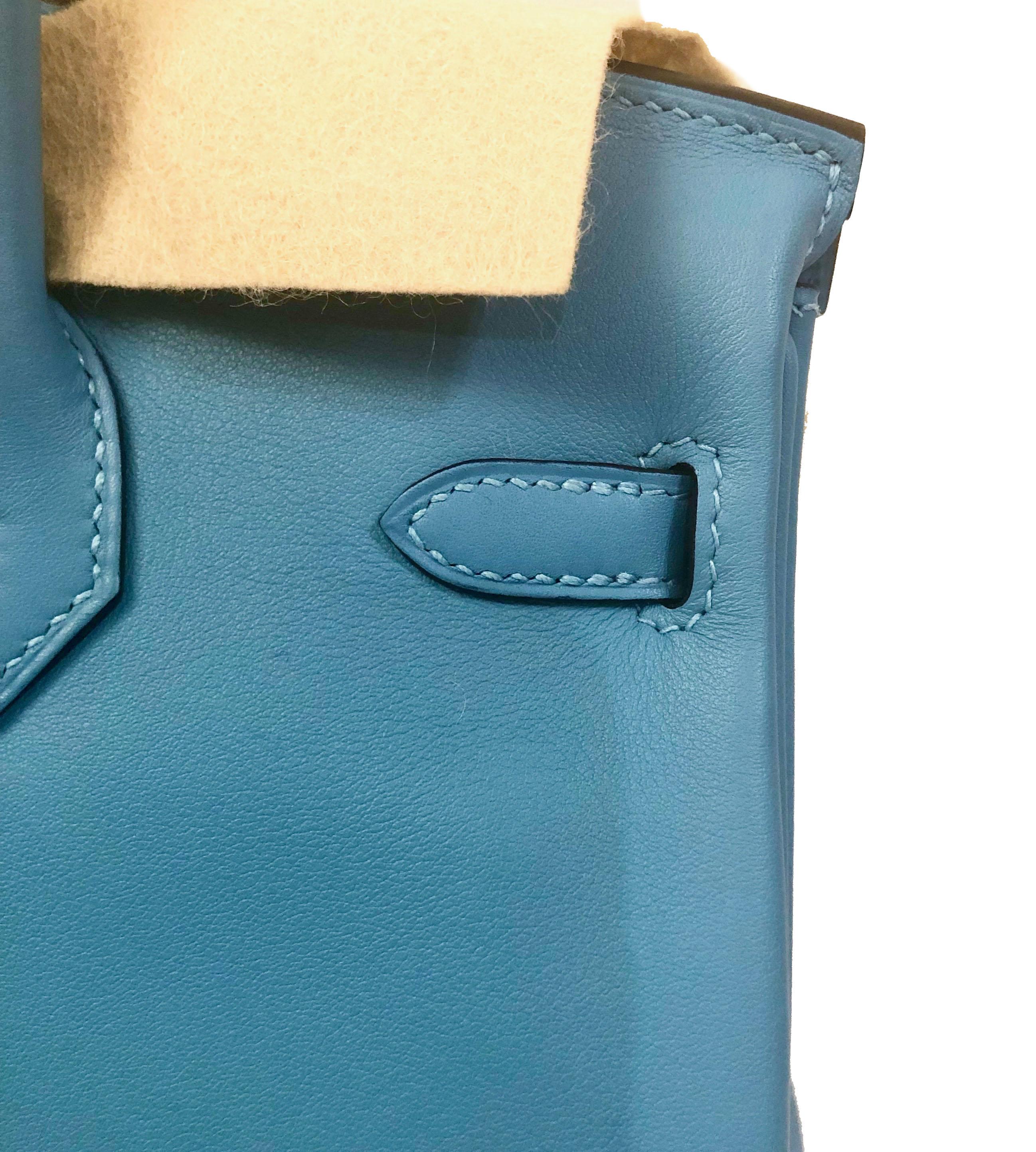 BRAND NEW Hermes  Bleu du Nord Swift leather 25 Birkin Bag 5