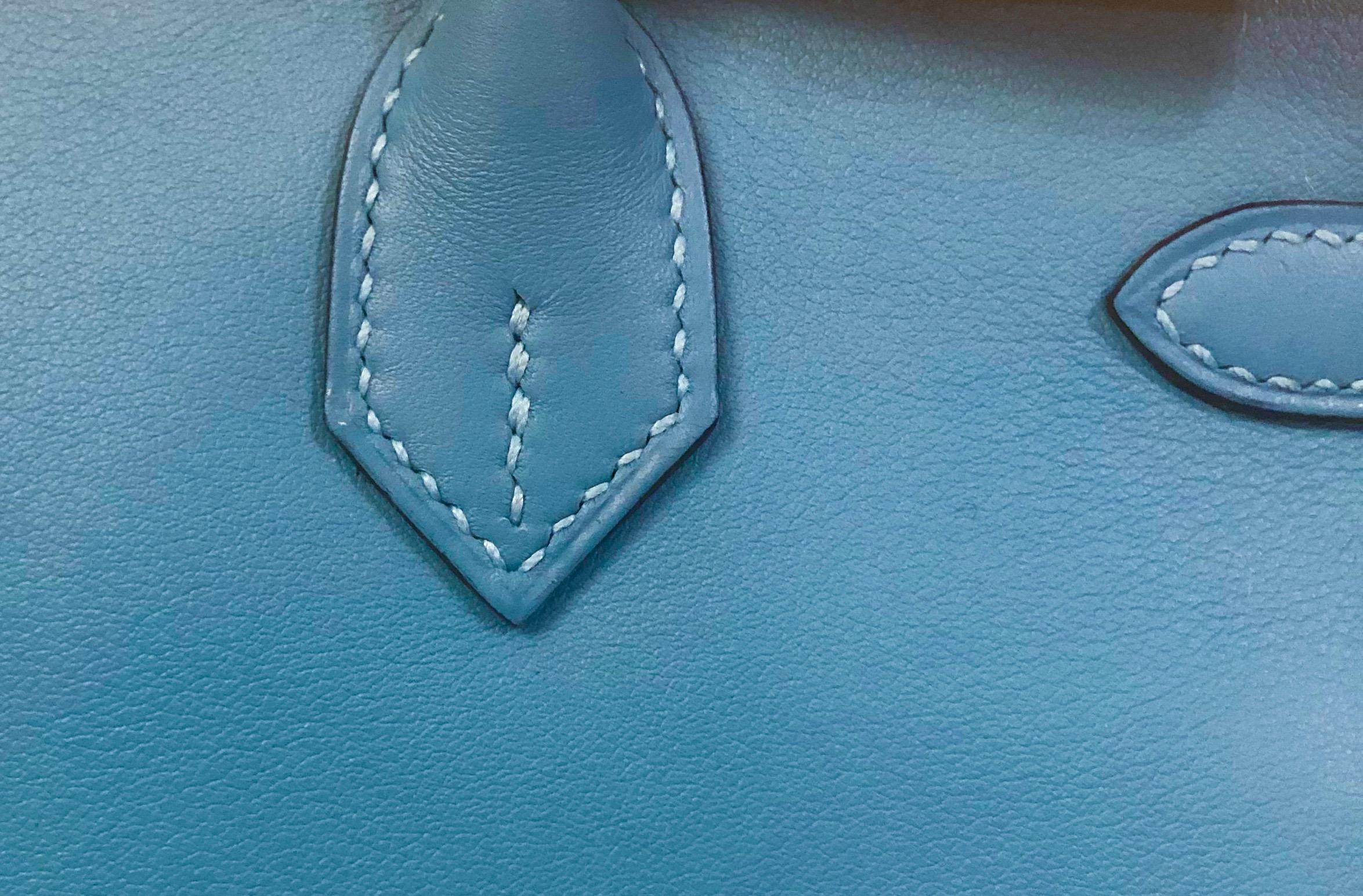 BRAND NEW Hermes  Bleu du Nord Swift leather 25 Birkin Bag  6