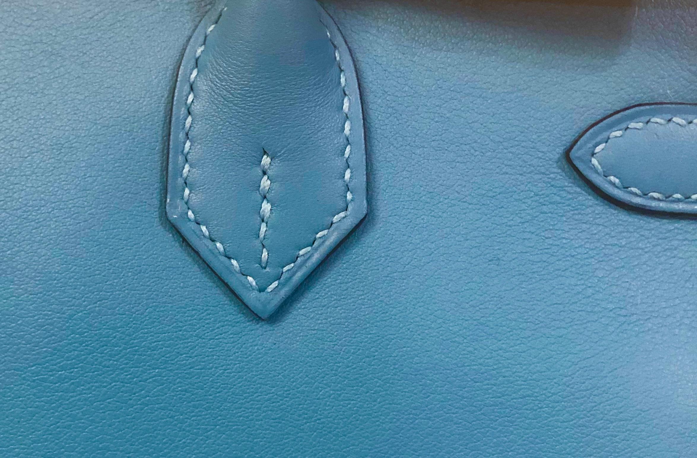 BRAND NEW Hermes  Bleu du Nord Swift leather 25 Birkin Bag 6