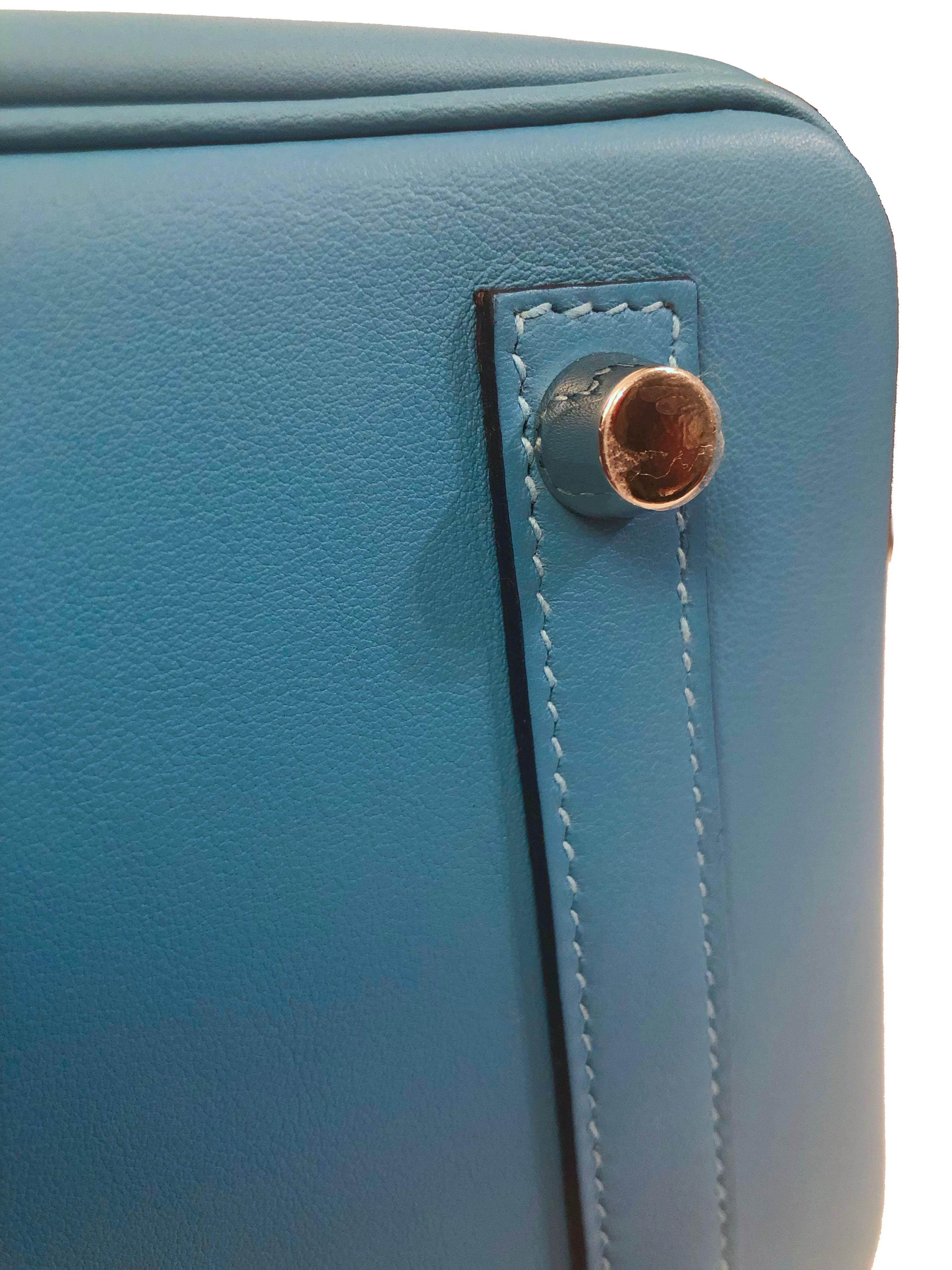 BRAND NEW Hermes  Bleu du Nord Swift leather 25 Birkin Bag  7