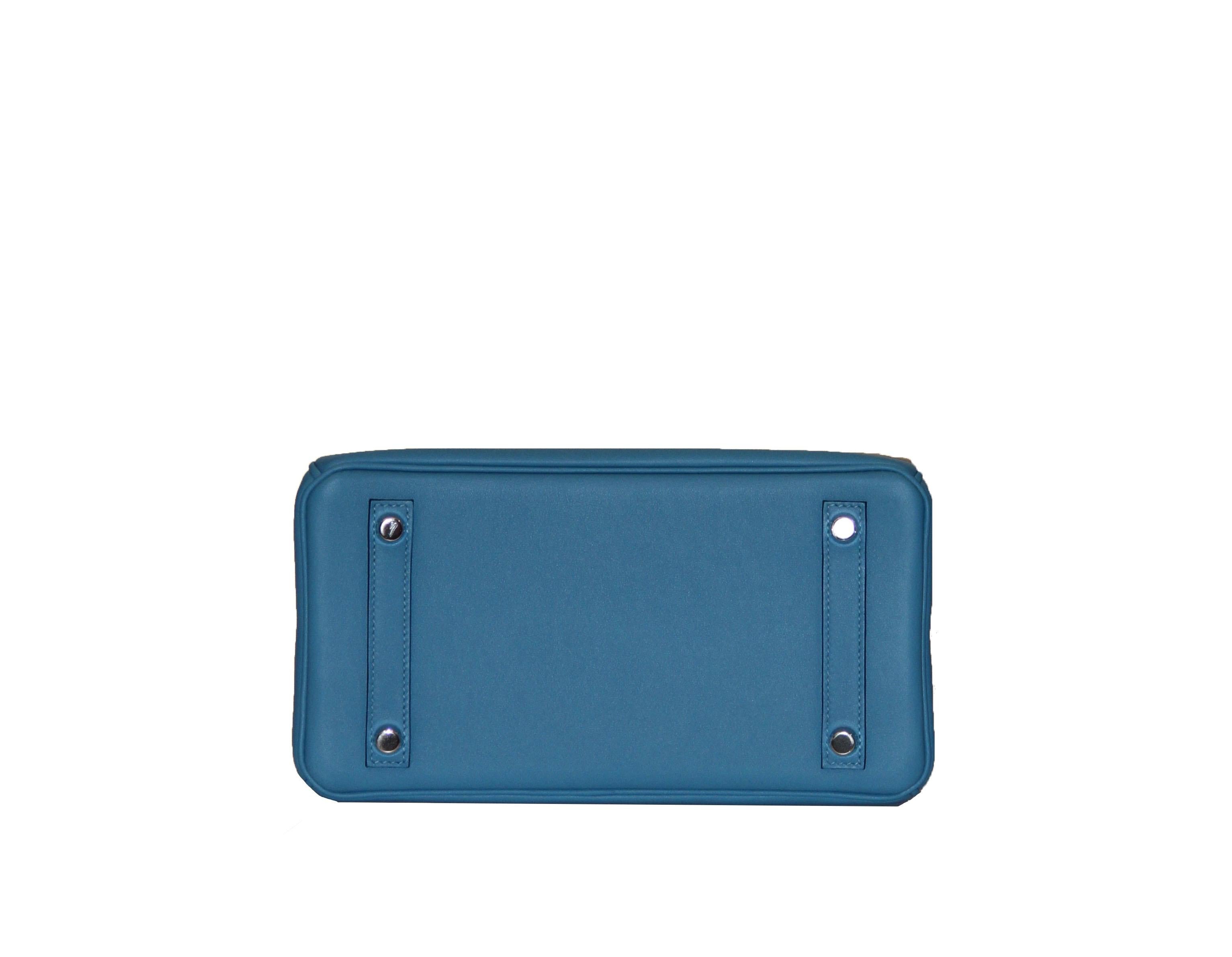 Women's or Men's BRAND NEW Hermes  Bleu du Nord Swift leather 25 Birkin Bag 