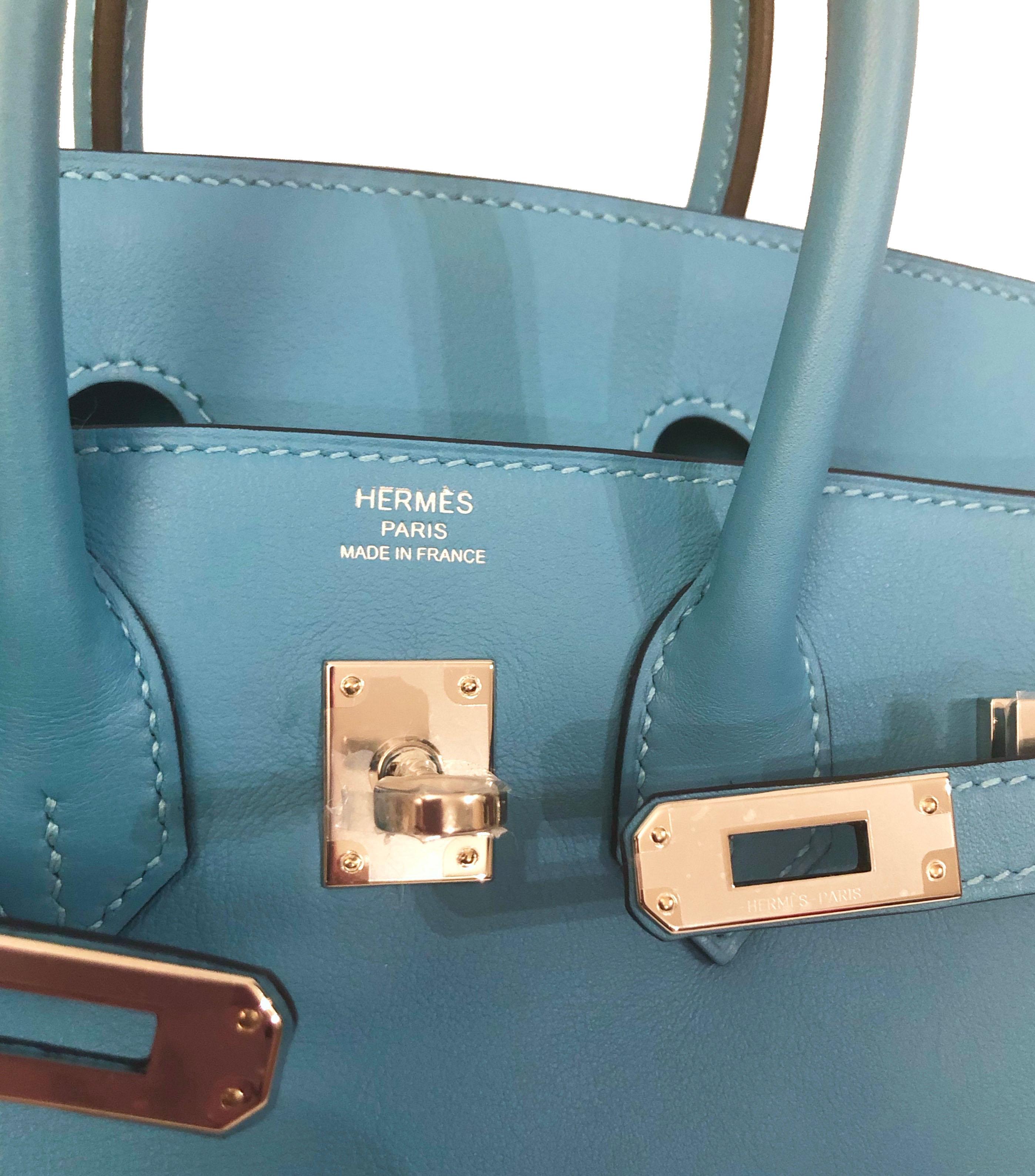 BRAND NEW Hermes  Bleu du Nord Swift leather 25 Birkin Bag  1