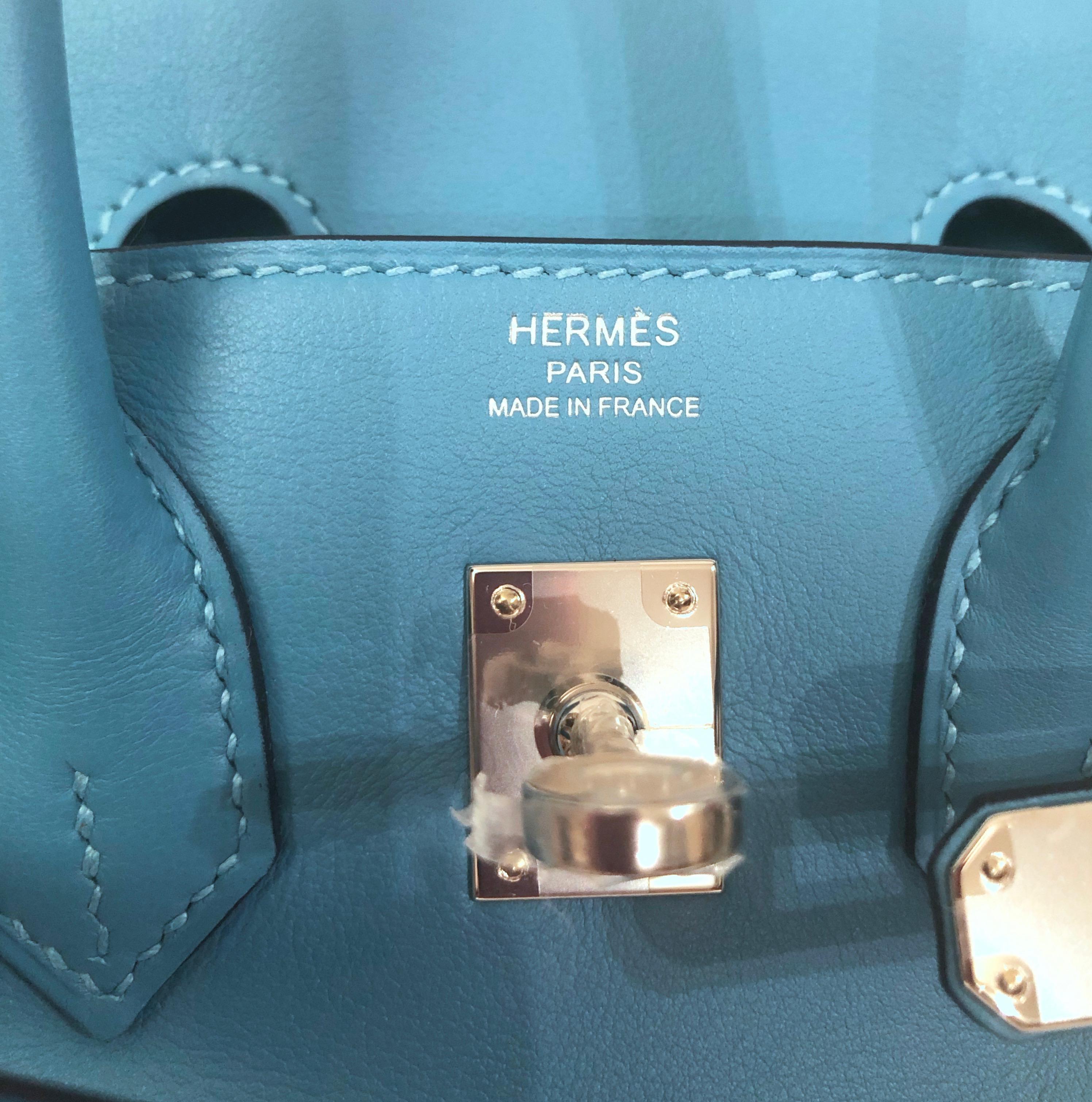 BRAND NEW Hermes  Bleu du Nord Swift leather 25 Birkin Bag  2