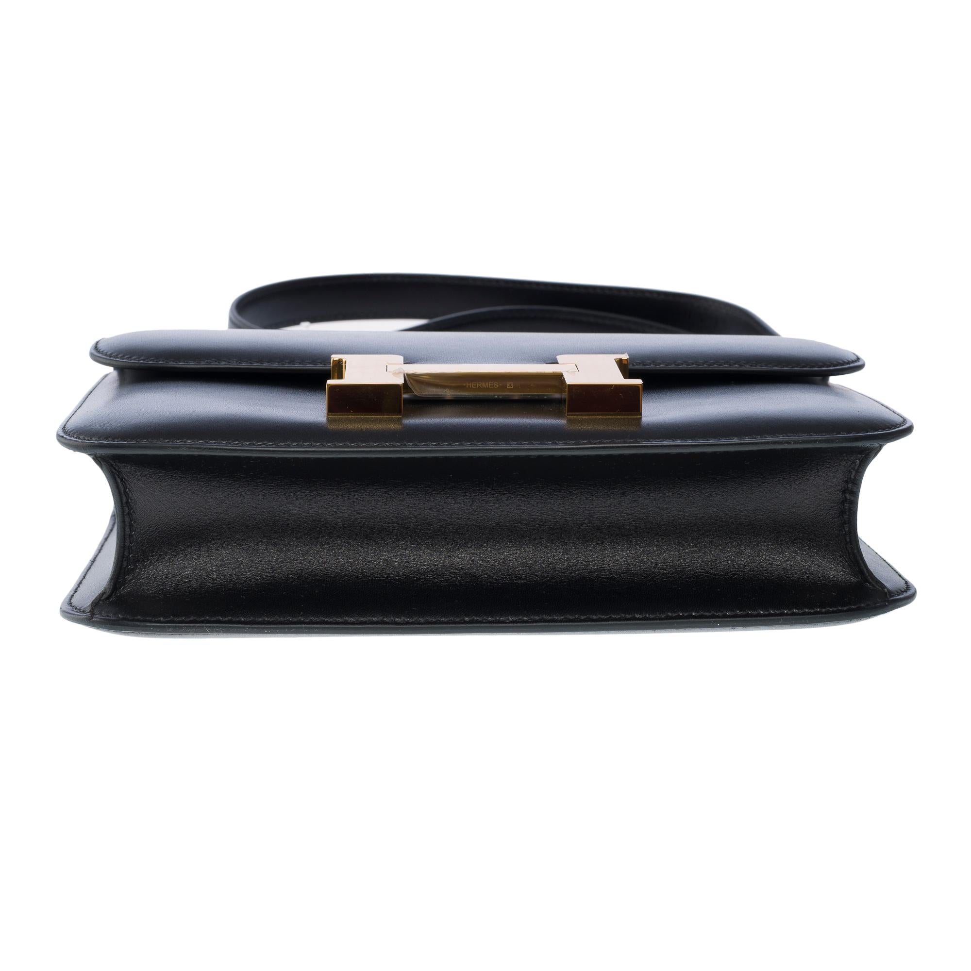 Brand New Hermès Constance 23 shoulder bag in Black Box Calf leather , GHW For Sale 6