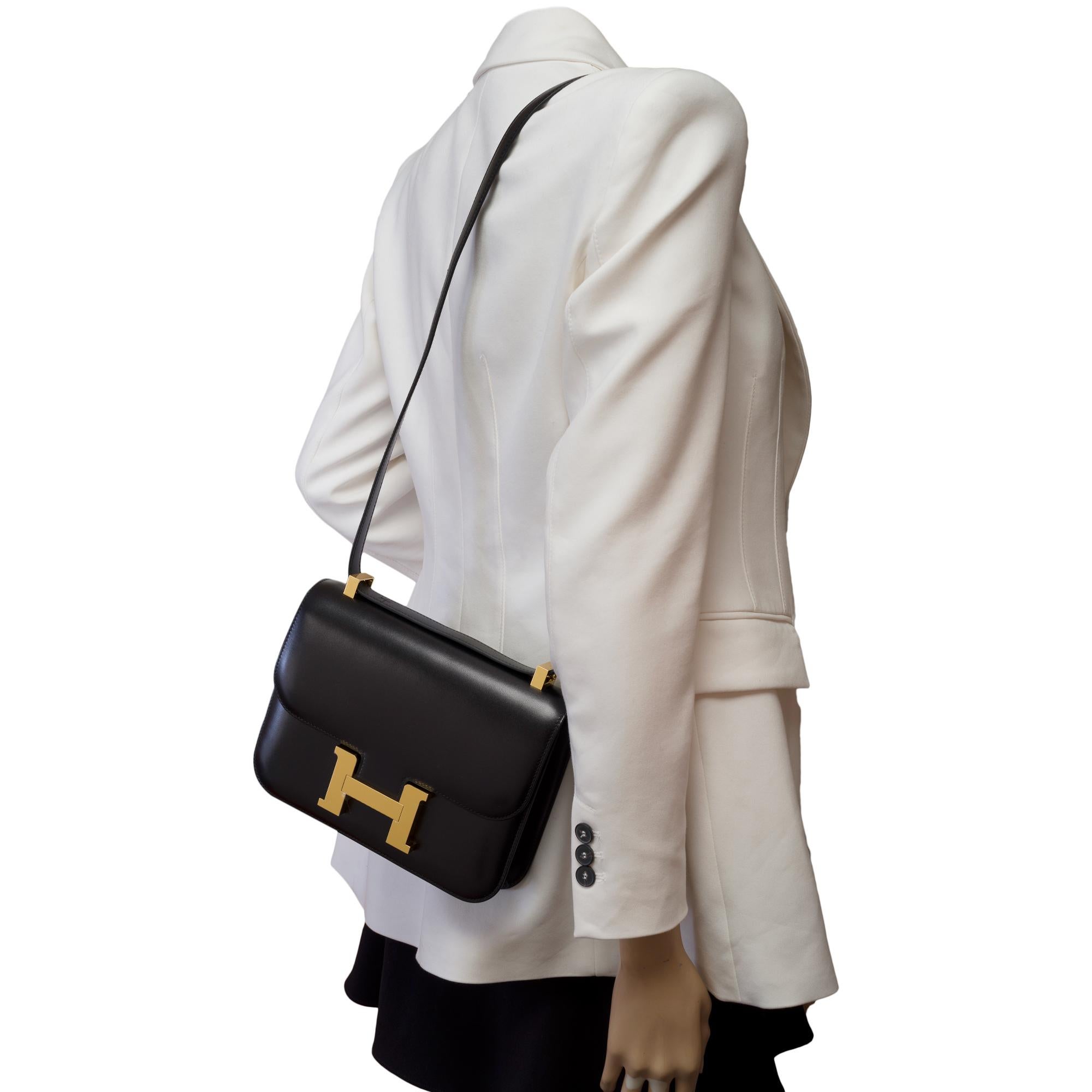 Brand New Hermès Constance 23 shoulder bag in Black Box Calf leather , GHW For Sale 8