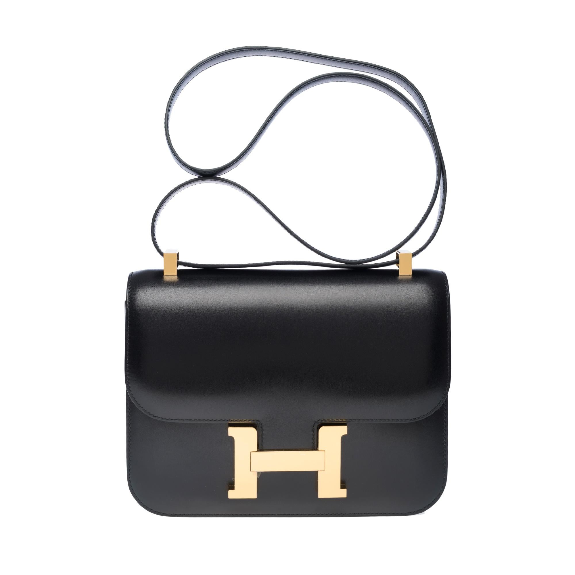 Brand New Hermès Constance 23 shoulder bag in Black Box Calf leather , GHW In New Condition For Sale In Paris, IDF