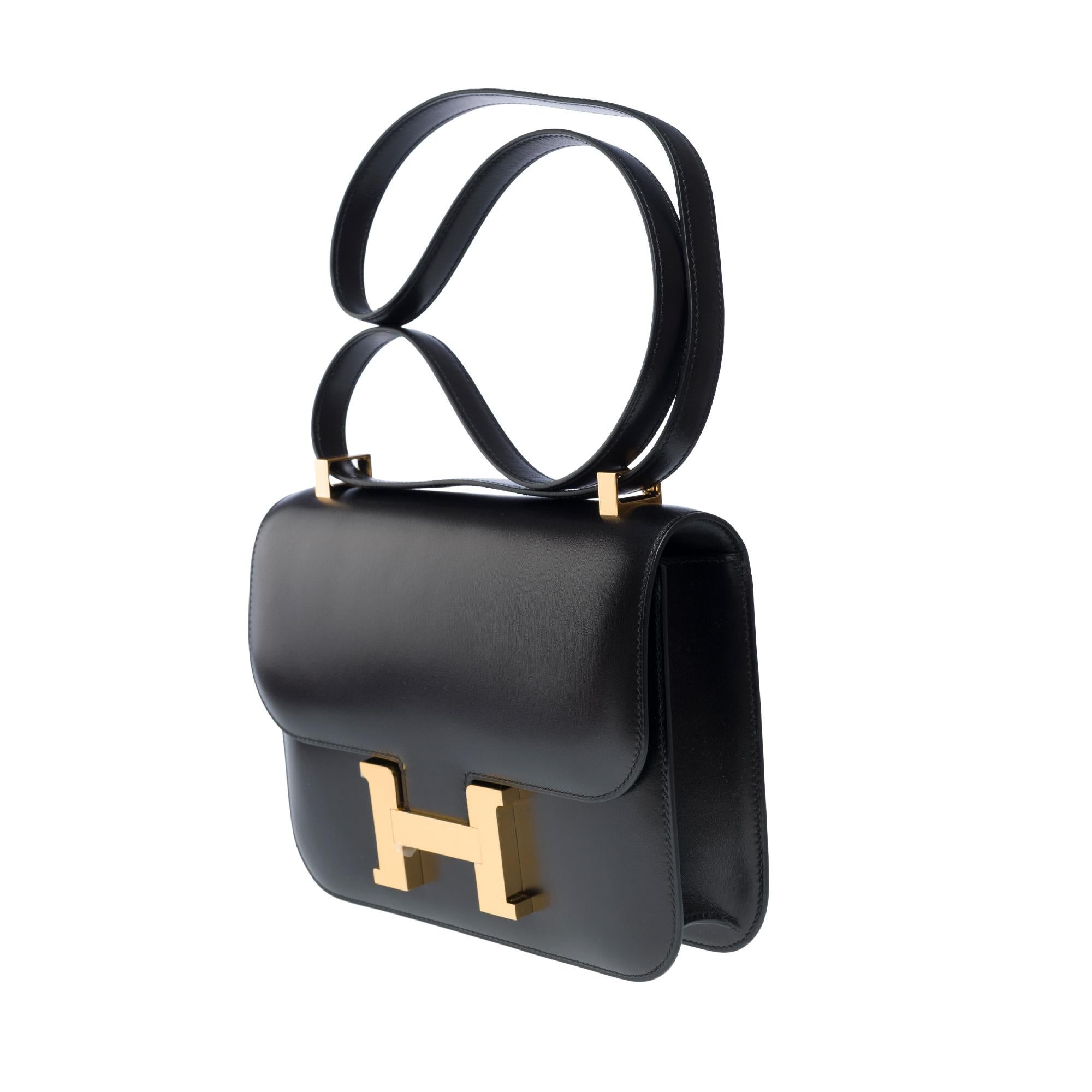 Brand New Hermès Constance 23 shoulder bag in Black Box Calf leather , GHW For Sale 1