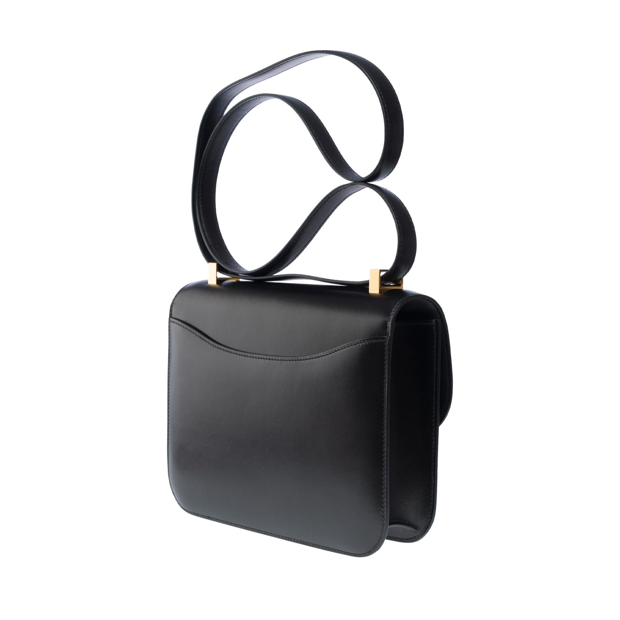 Brand New Hermès Constance 23 shoulder bag in Black Box Calf leather , GHW For Sale 2