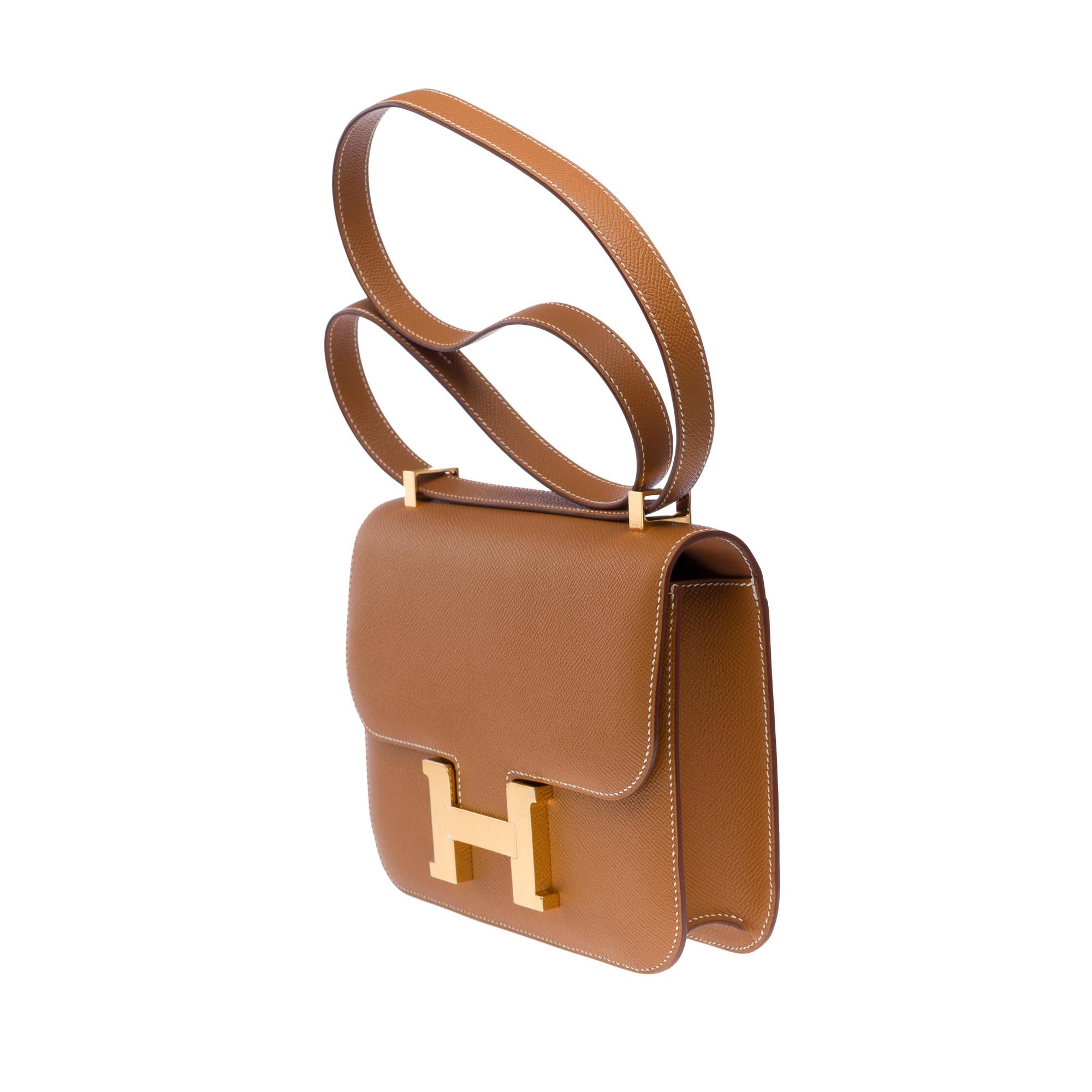 Brand New Hermès Constance 23 shoulder bag in Gold Epsom leather , GHW In New Condition In Paris, IDF
