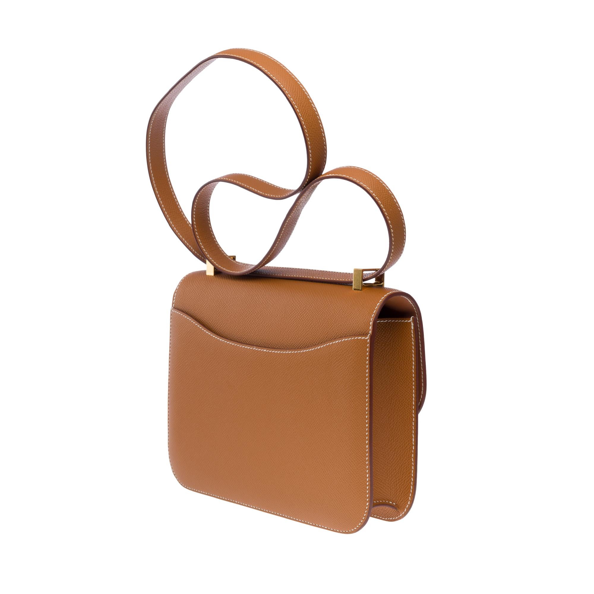 Women's Brand New Hermès Constance 23 shoulder bag in Gold Epsom leather , GHW