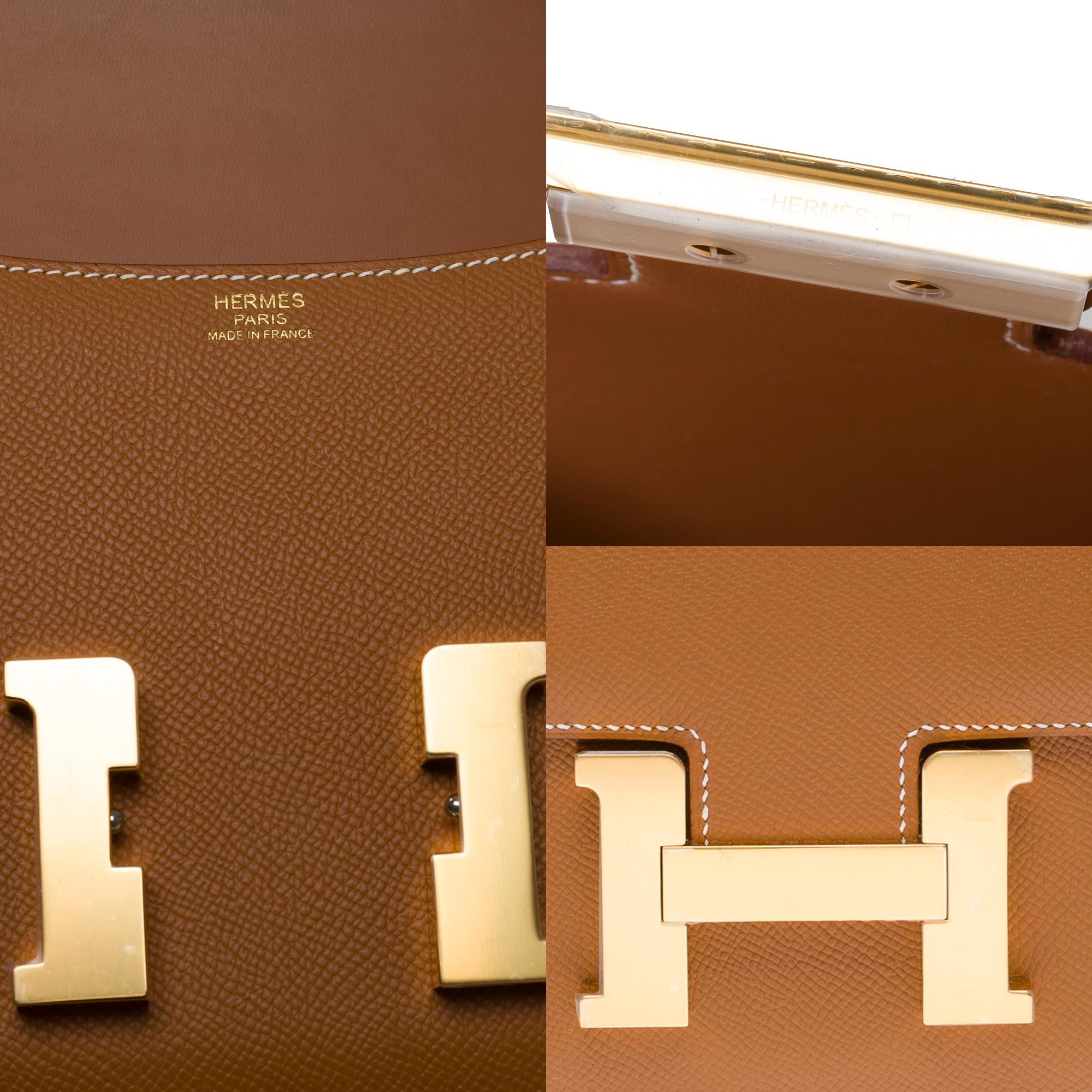 Brand New Hermès Constance 23 shoulder bag in Gold Epsom leather , GHW 1