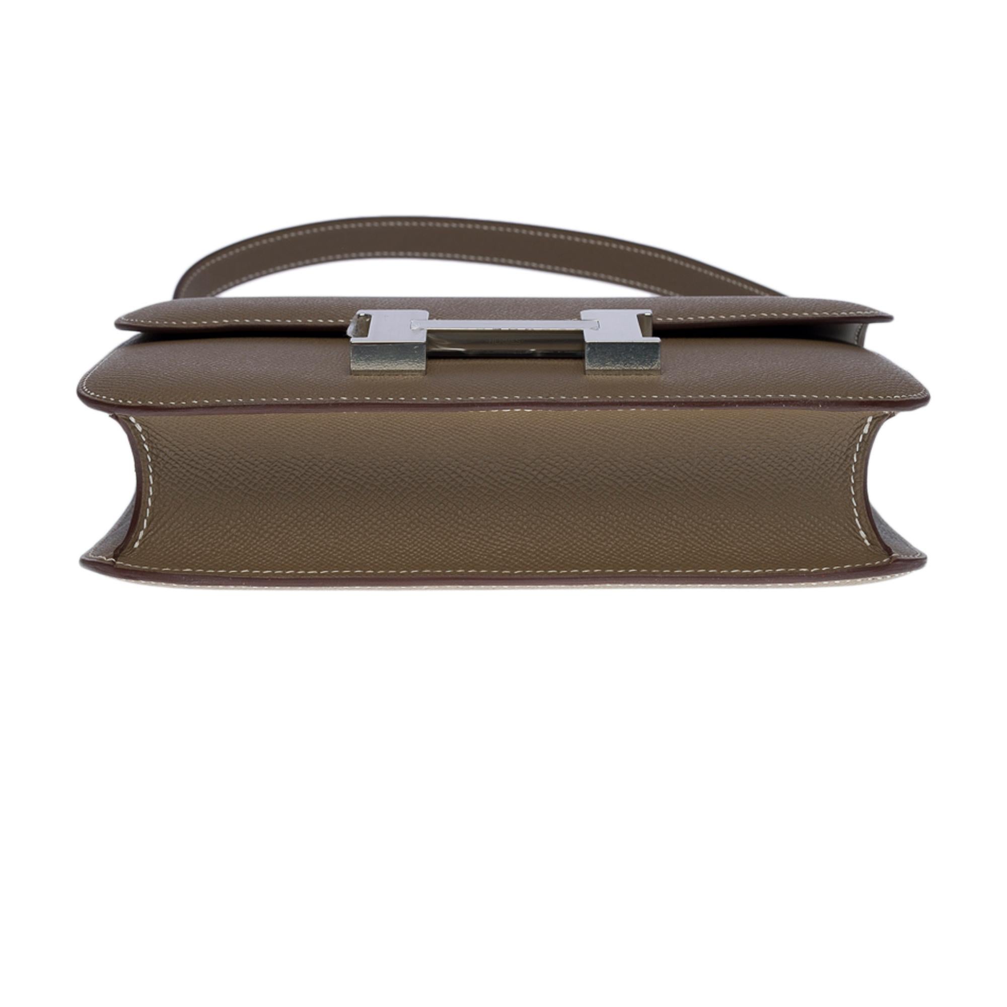 Brand New Hermès Constance 24 shoulder bag in etoupe Epsom leather, SHW 3