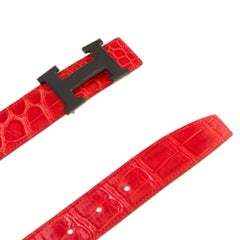 Brand new/Hermès H reversible belt in geranium crocodile leather