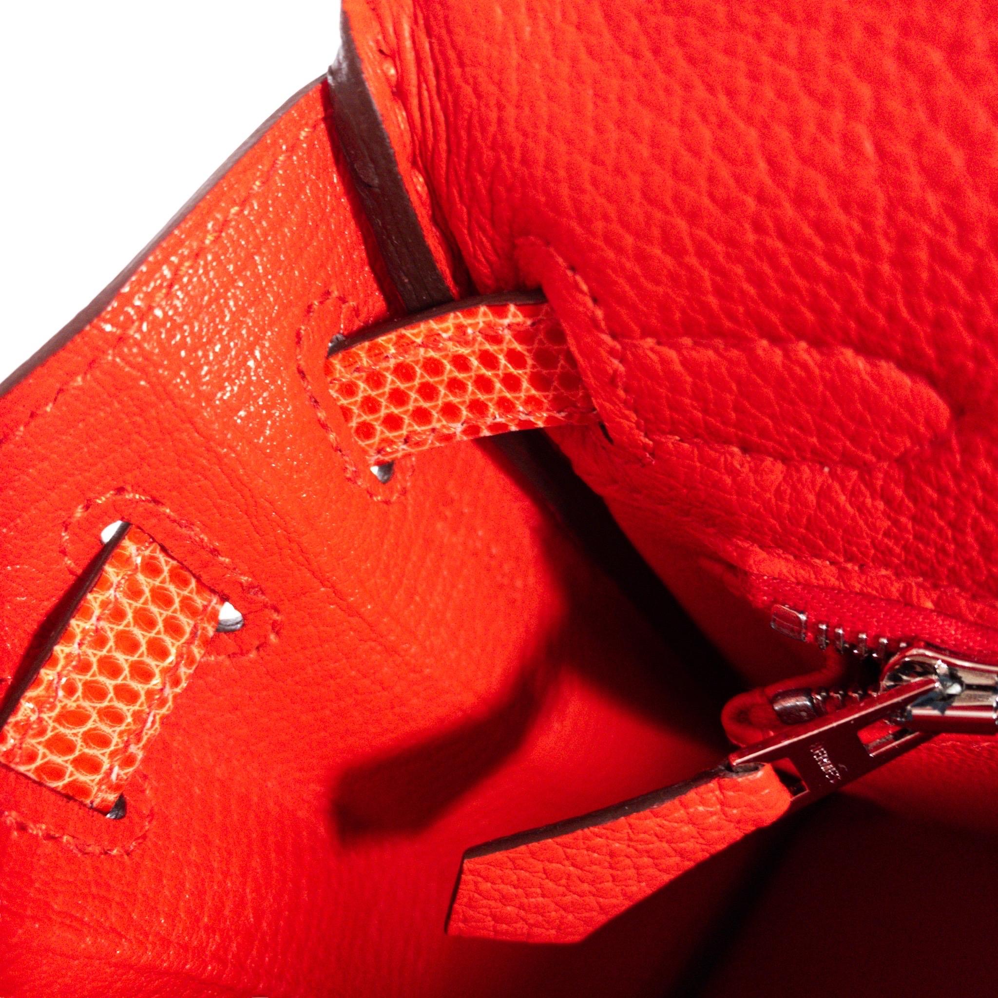 Brand New Hermes Kelly 25cm Orange Poppy Lizard Touch Palladium Hardware 2