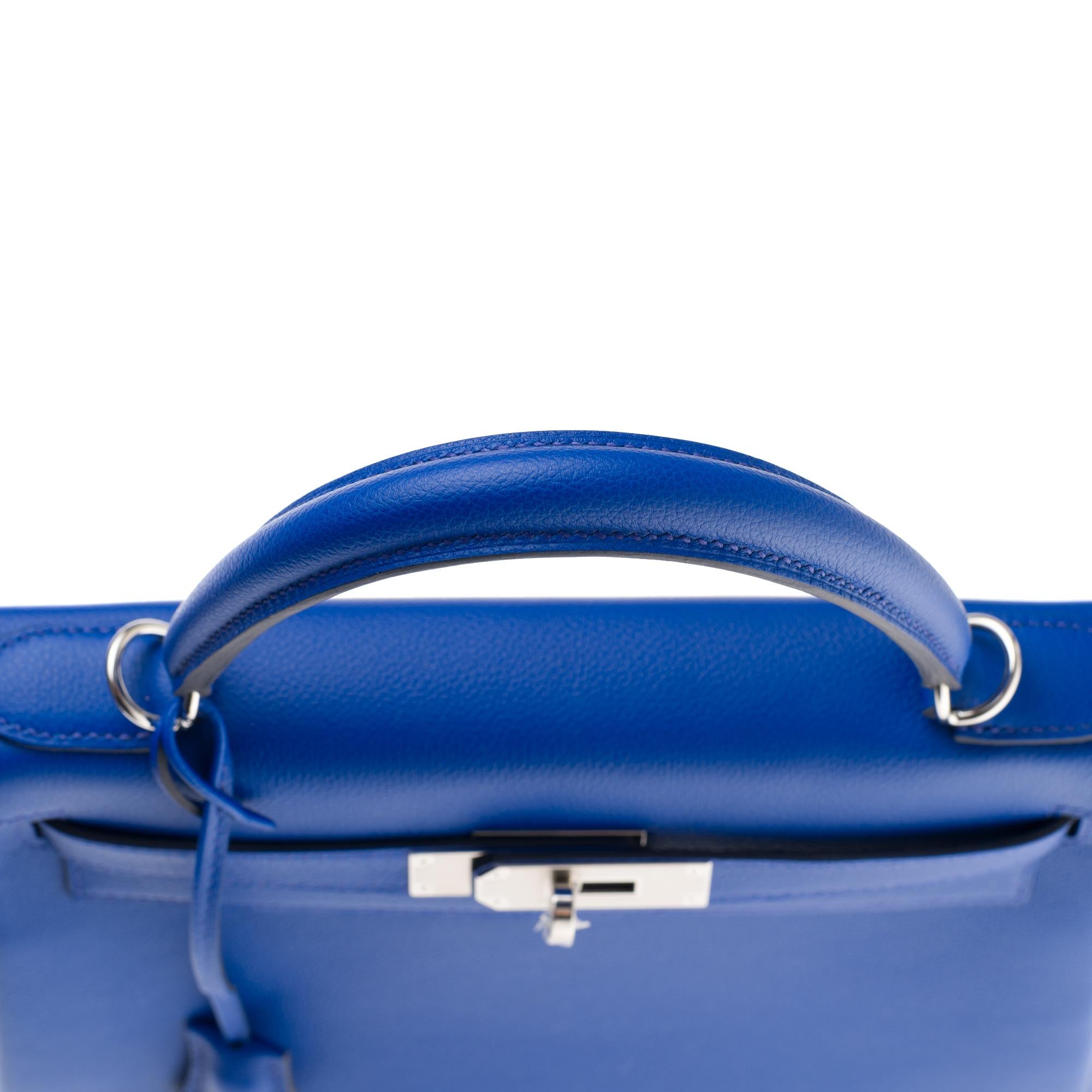 BRAND NEW-Hermès Kelly 28 Evercolor strap shoulder bag in blue royal calf, PHW 1