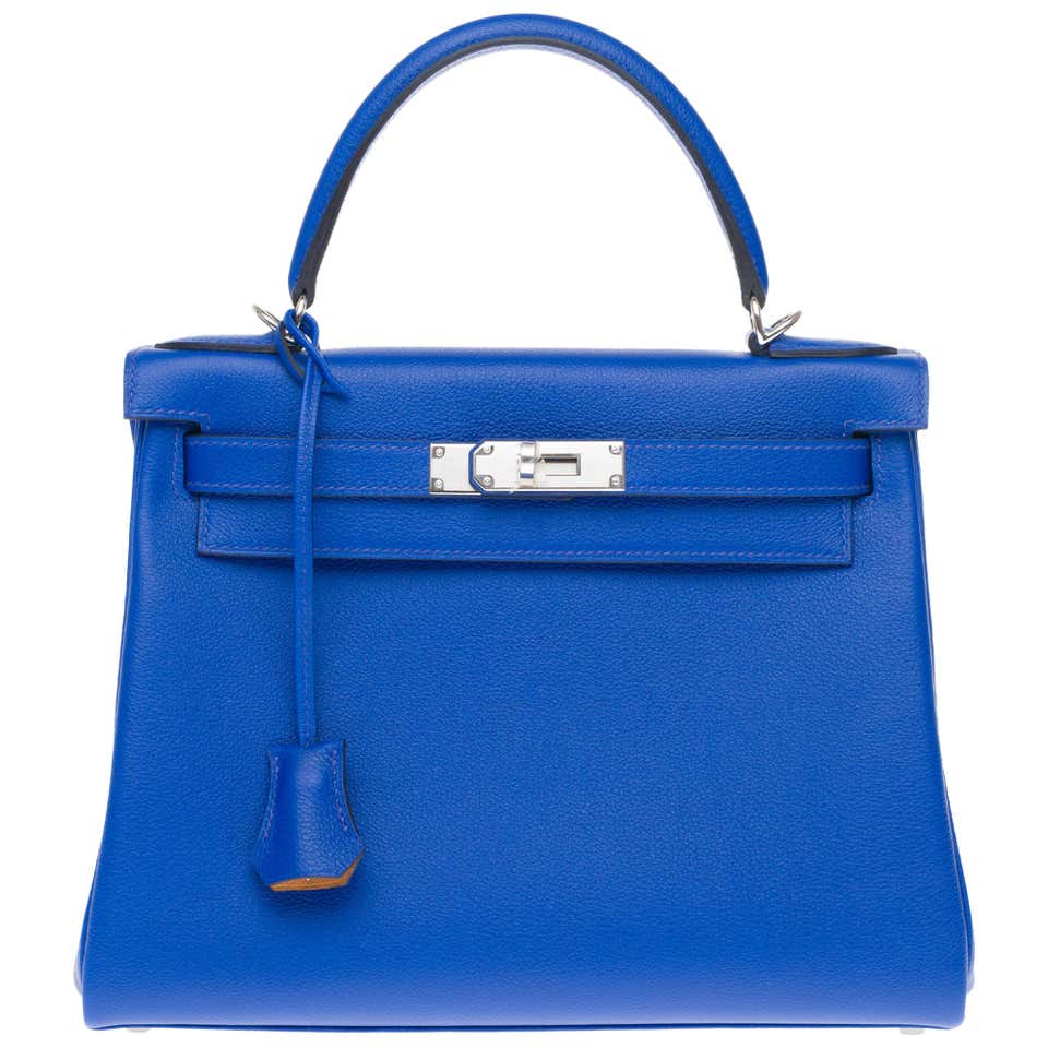 BRAND NEW-Hermès Kelly 28 Evercolor strap shoulder bag in blue royal ...