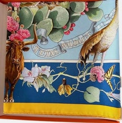 Sciarpa in seta Hermès Kermit Oliver Faune & Flore du Texas 90, nuova di zecca