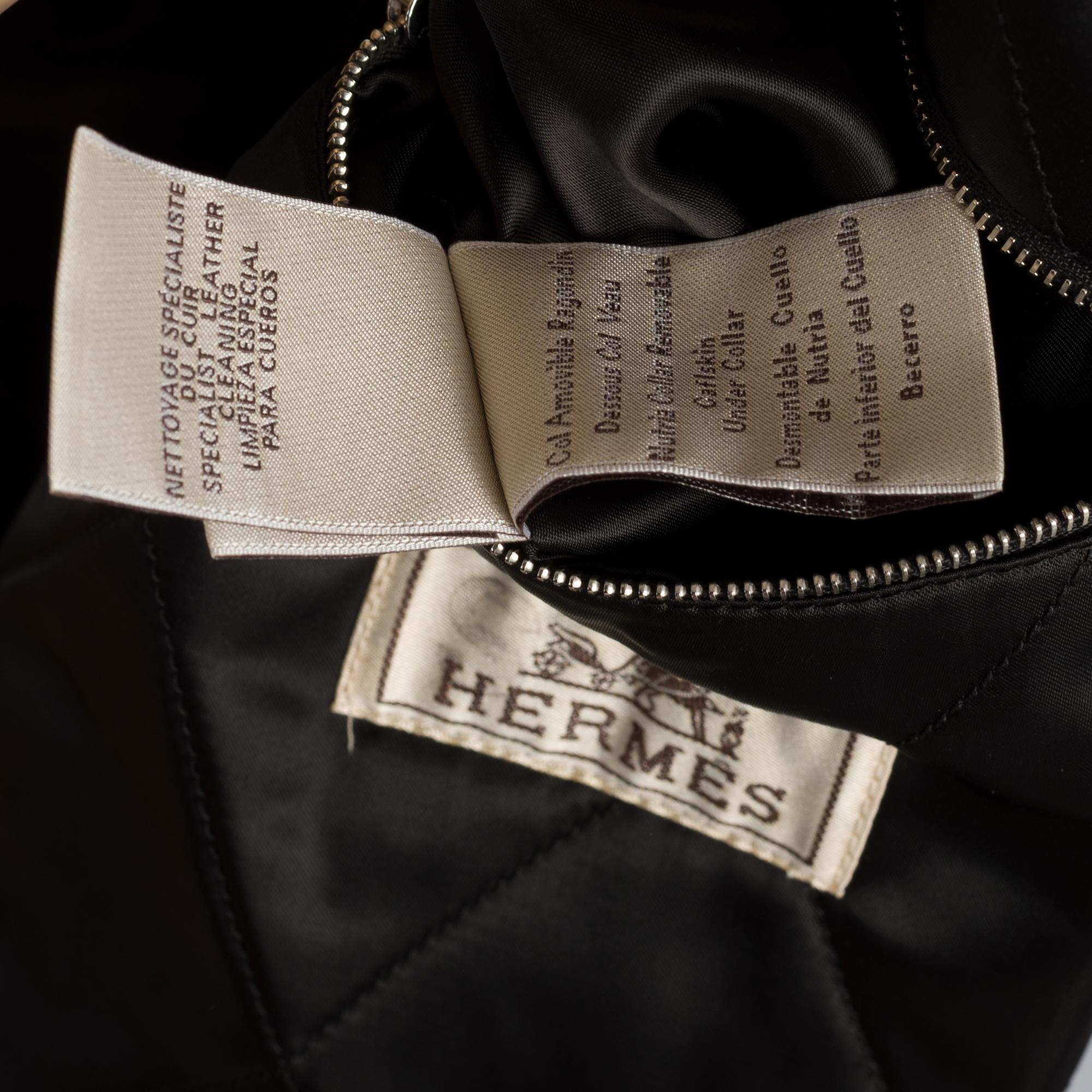 BRAND NEW/ Hermès Man Jacket in black canvas and leather, silver hardware 3